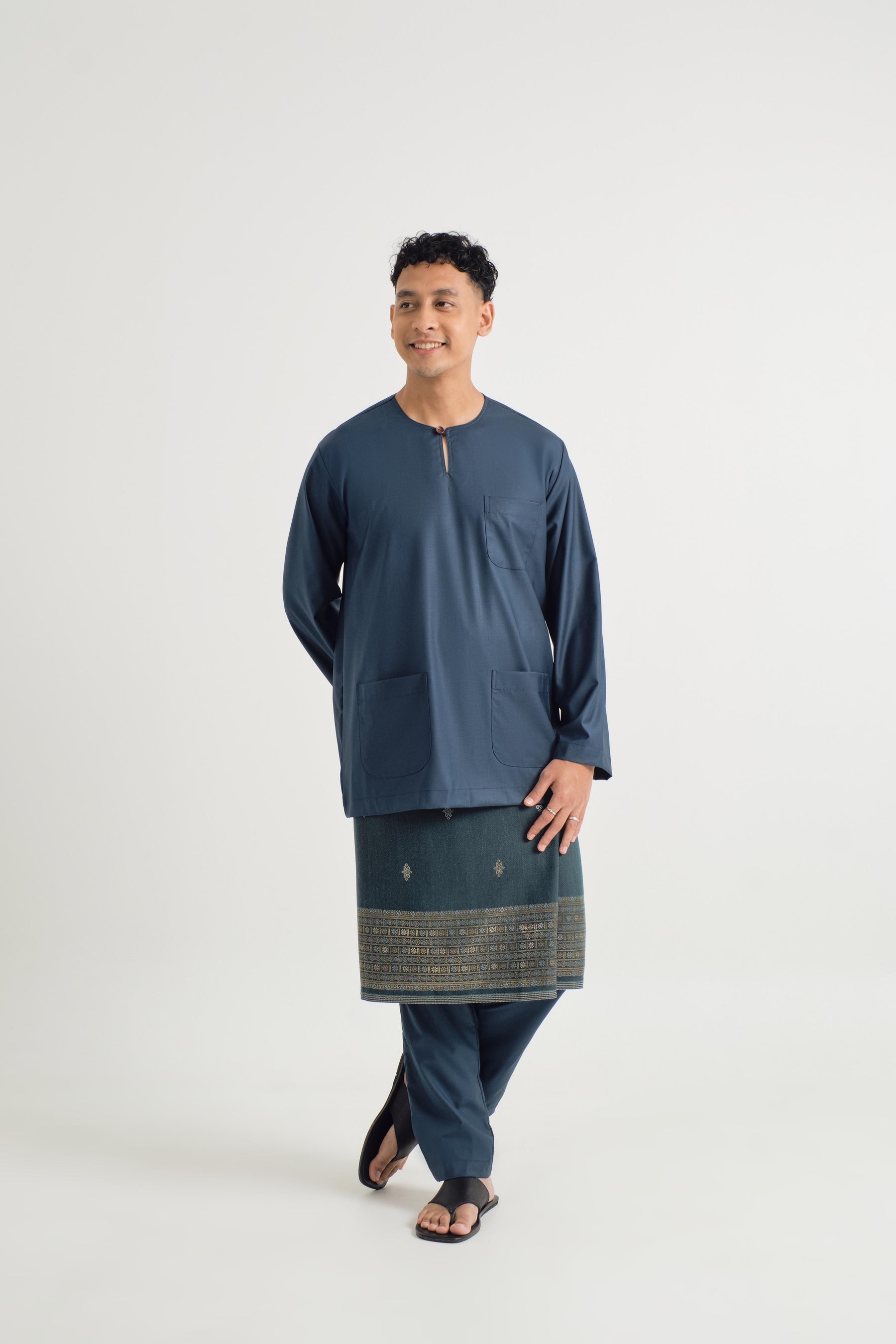 Patawali Classic Fit Baju Melayu Teluk Belanga - Peacock Green