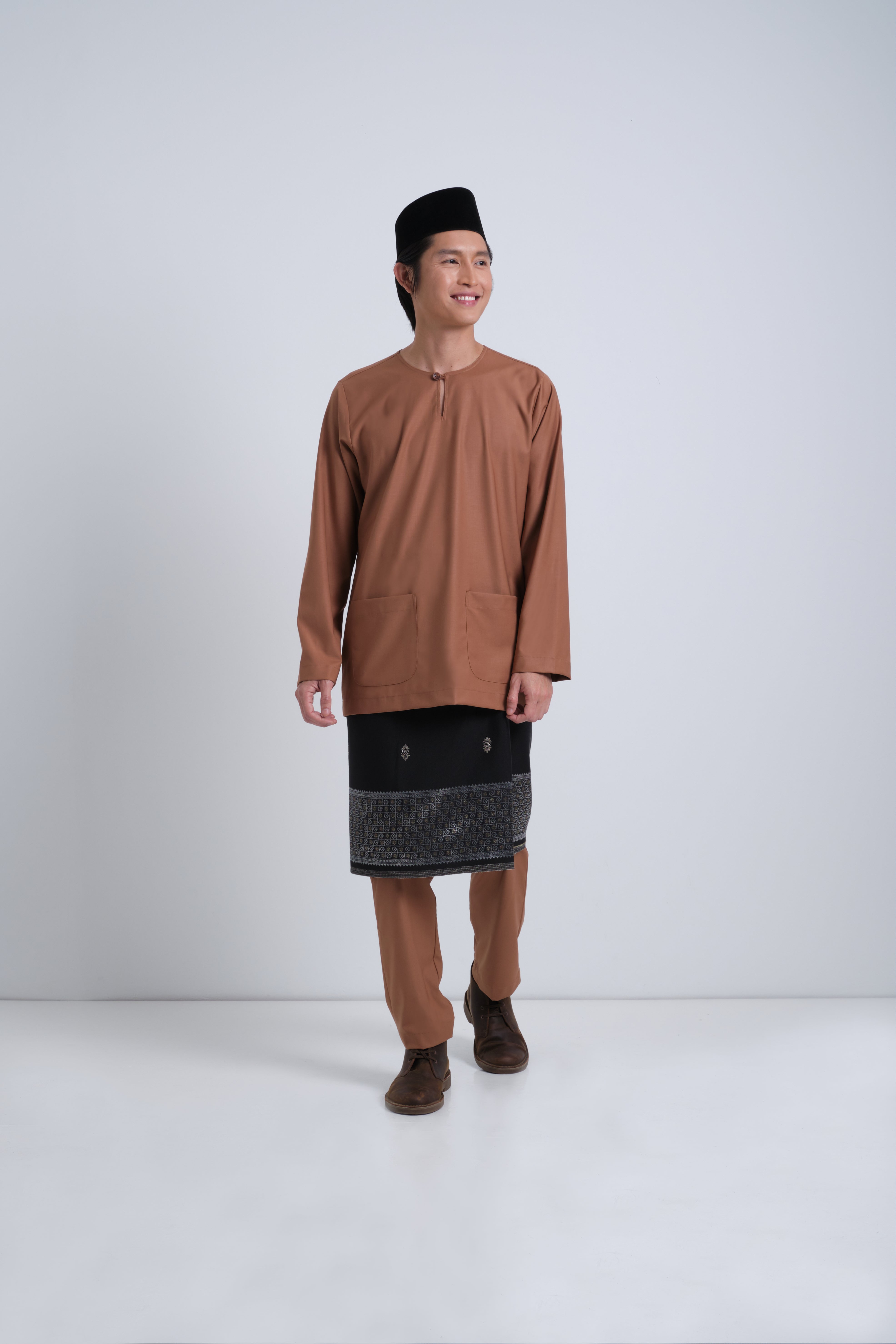 Patawali Modern Fit Baju Melayu Teluk Belanga- Peanut