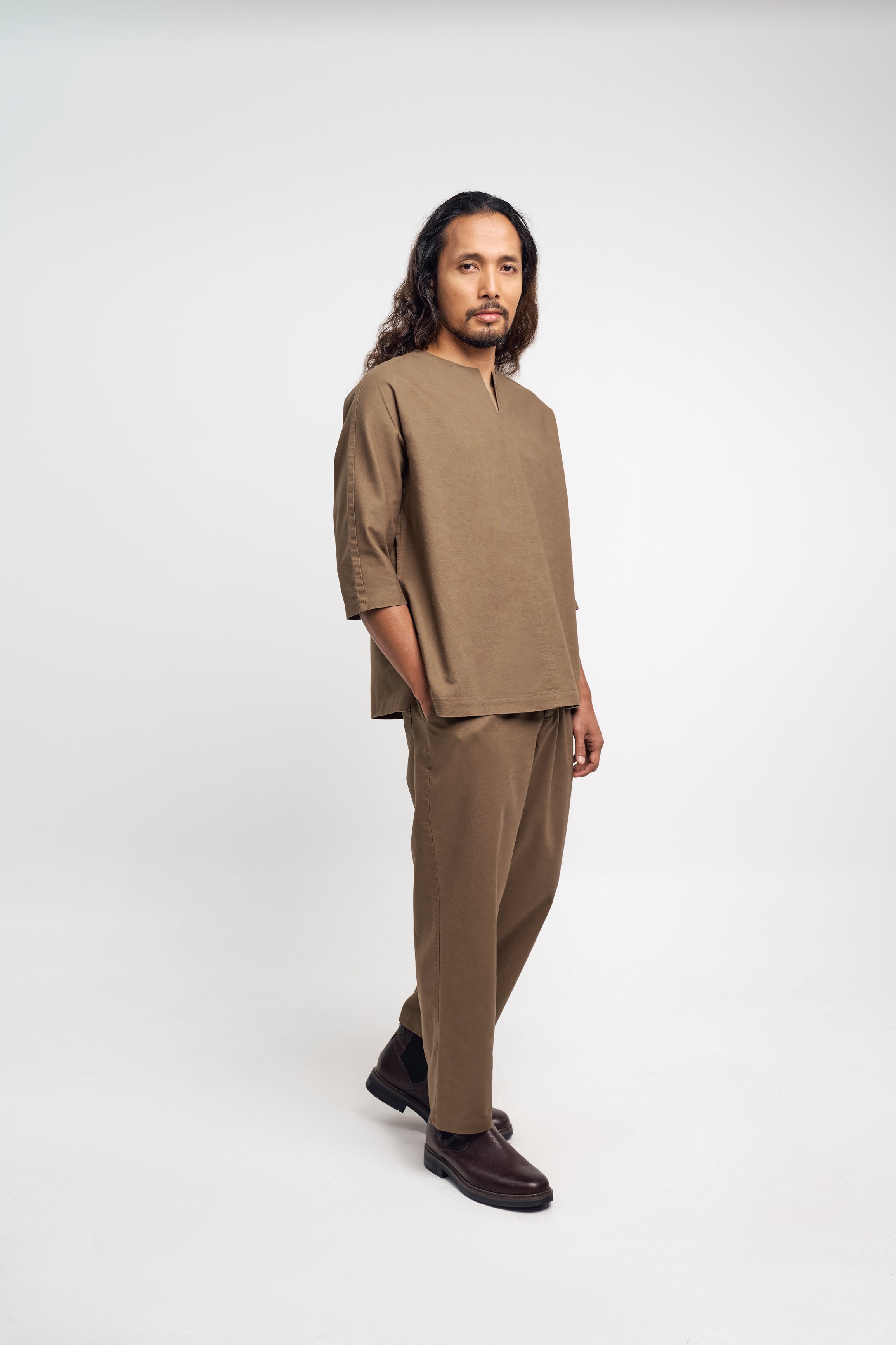 Pesatiga Top with Pants - Brown