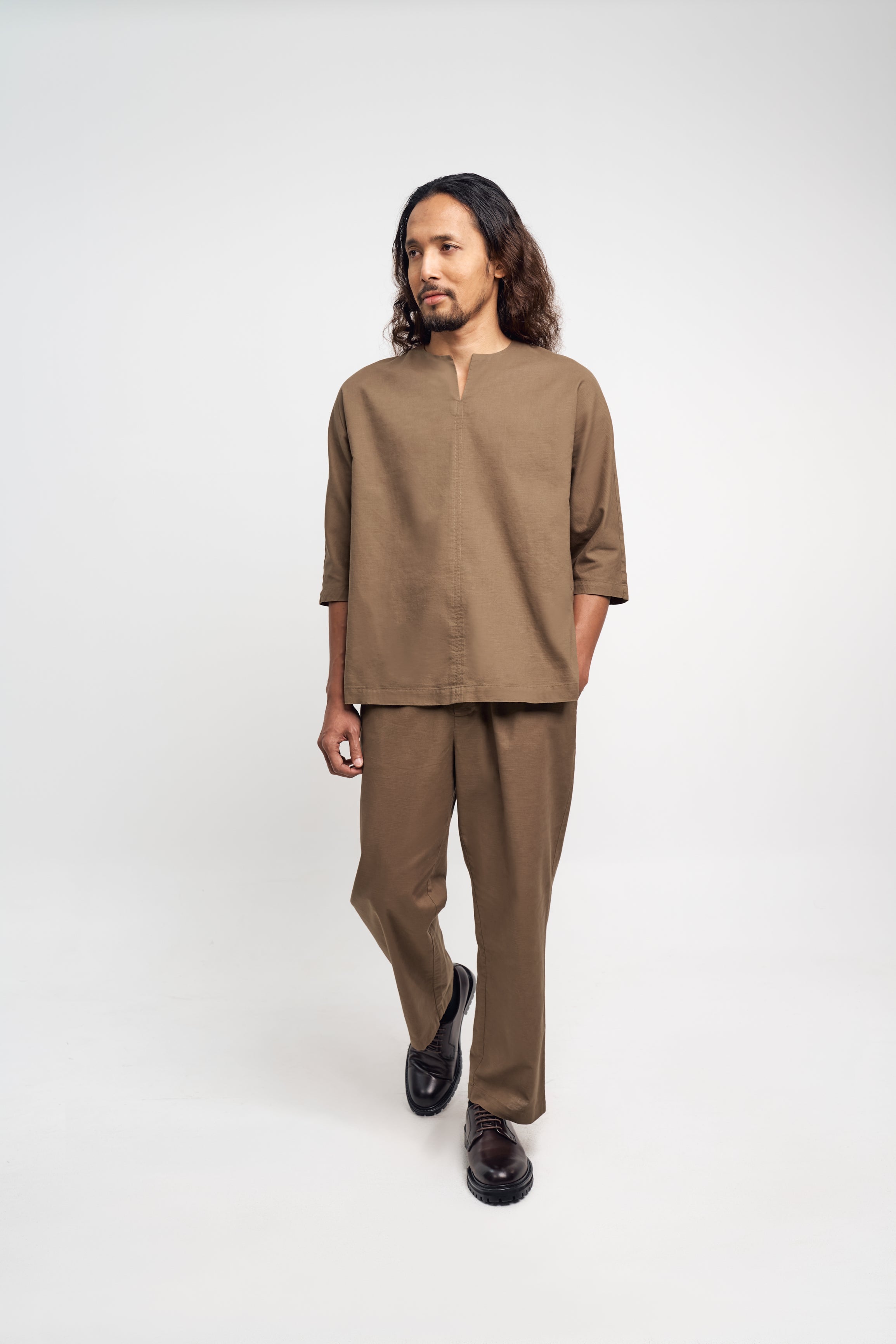 Pesatiga Top with Pants - Brown