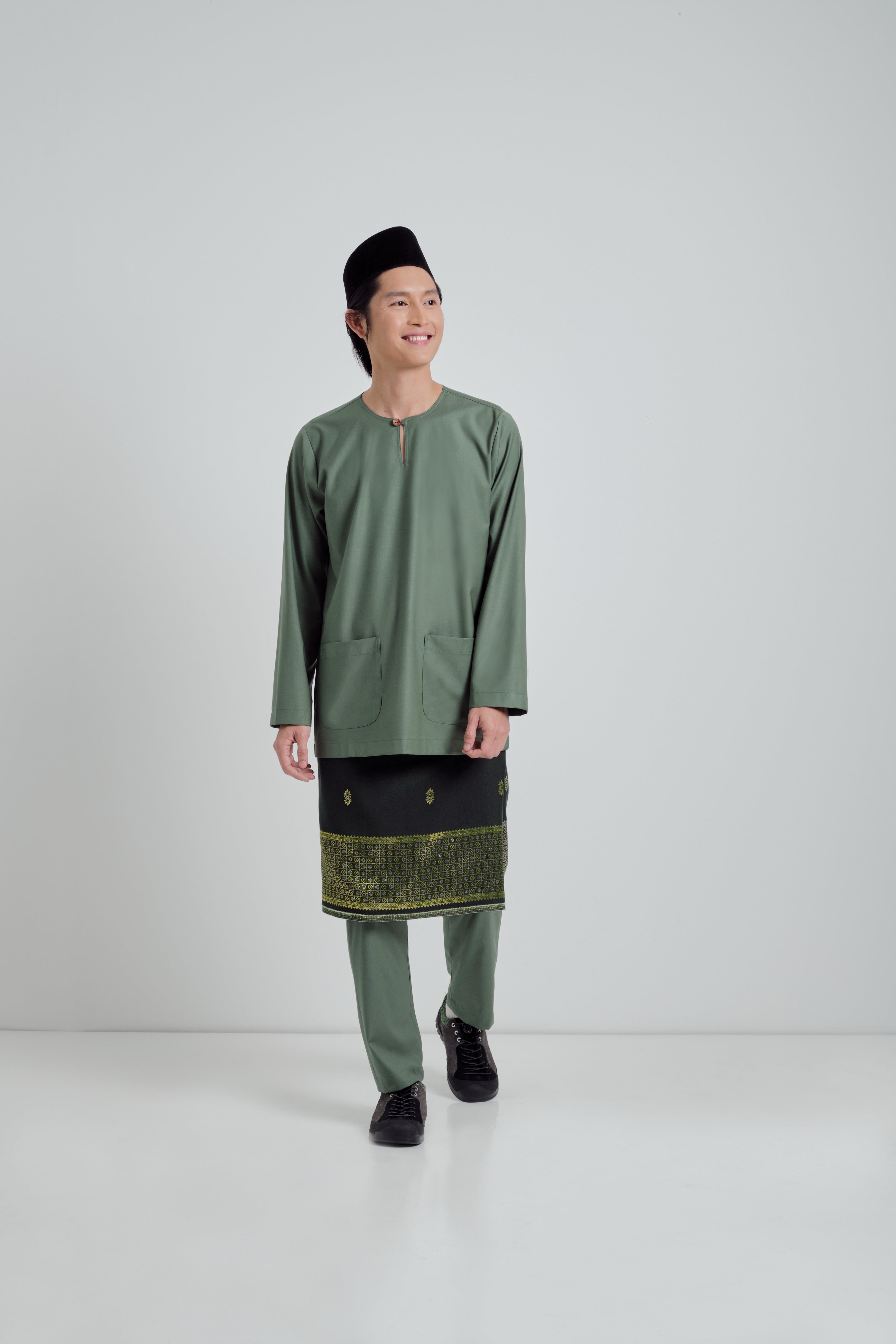 Patawali Modern Fit Baju Melayu Teluk Belanga - Pickle Green