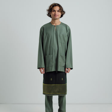 Patawali Classic Fit Baju Melayu Teluk Belanga - Pickle Green