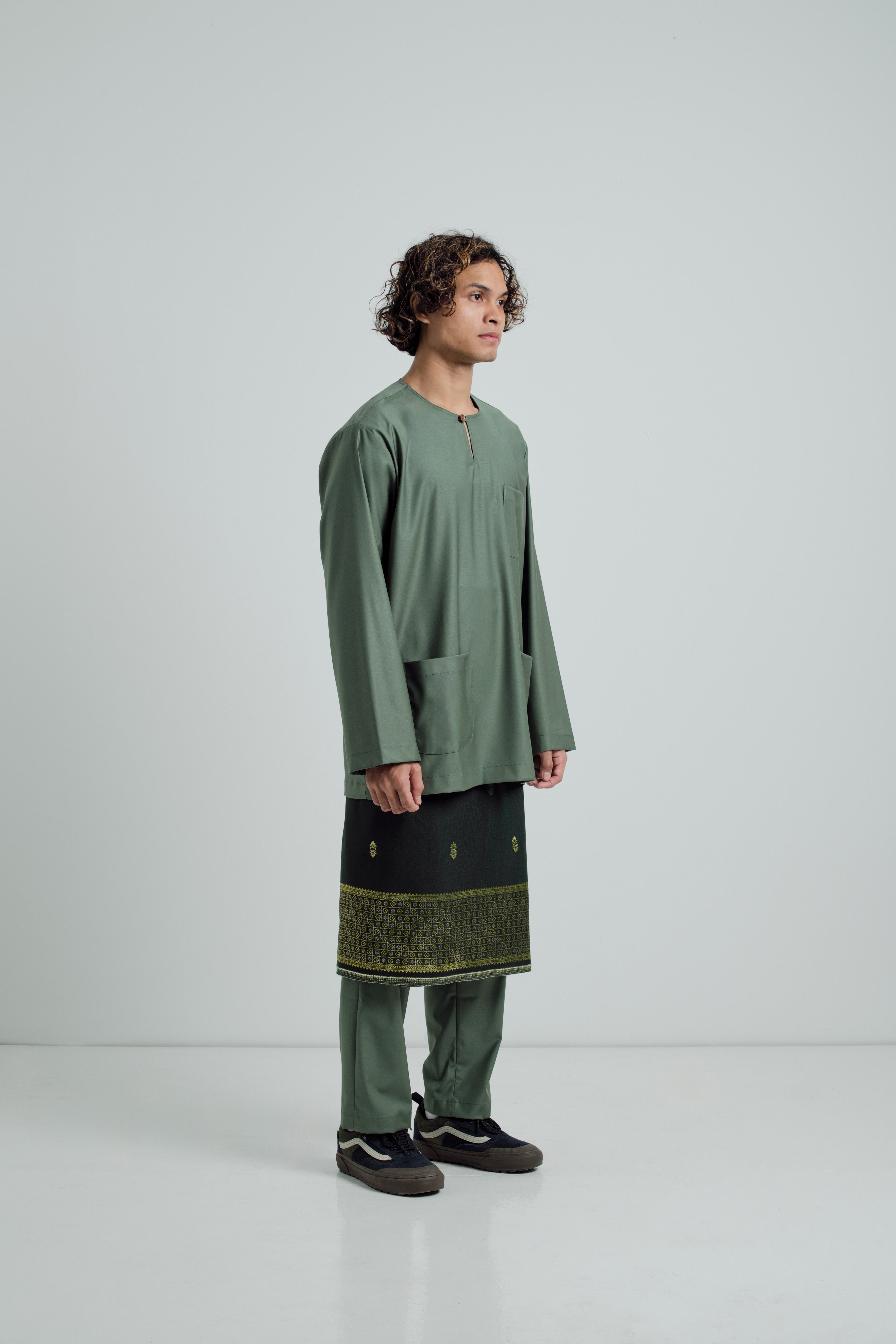 Patawali Classic Fit Baju Melayu Teluk Belanga - Pickle Green