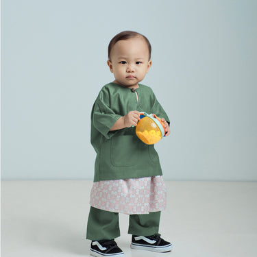 Patawali Baby Boys Baju Melayu Teluk Belanga - Pickle Green