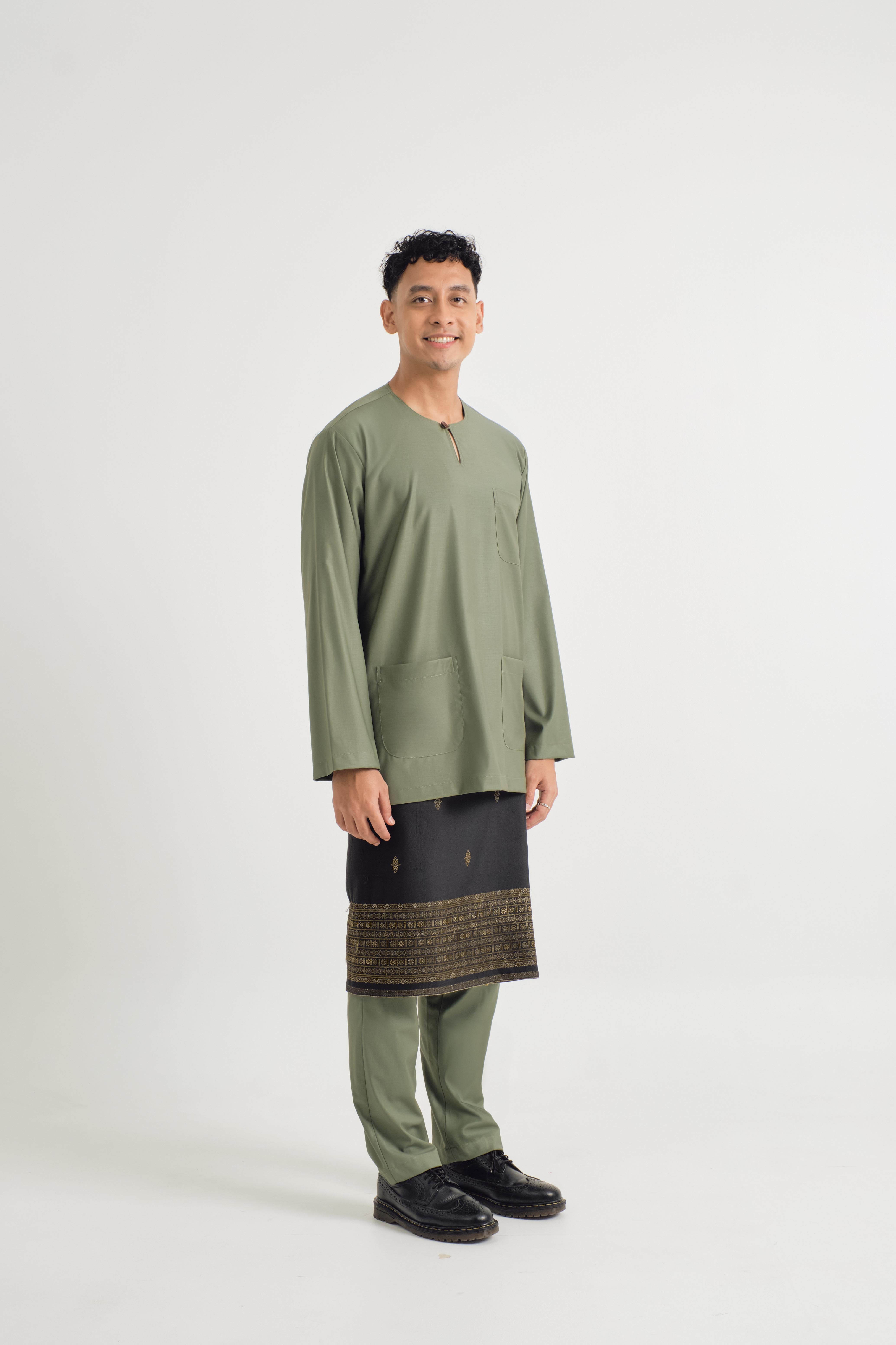 Patawali Classic Fit Baju Melayu Teluk Belanga - Pickle Green