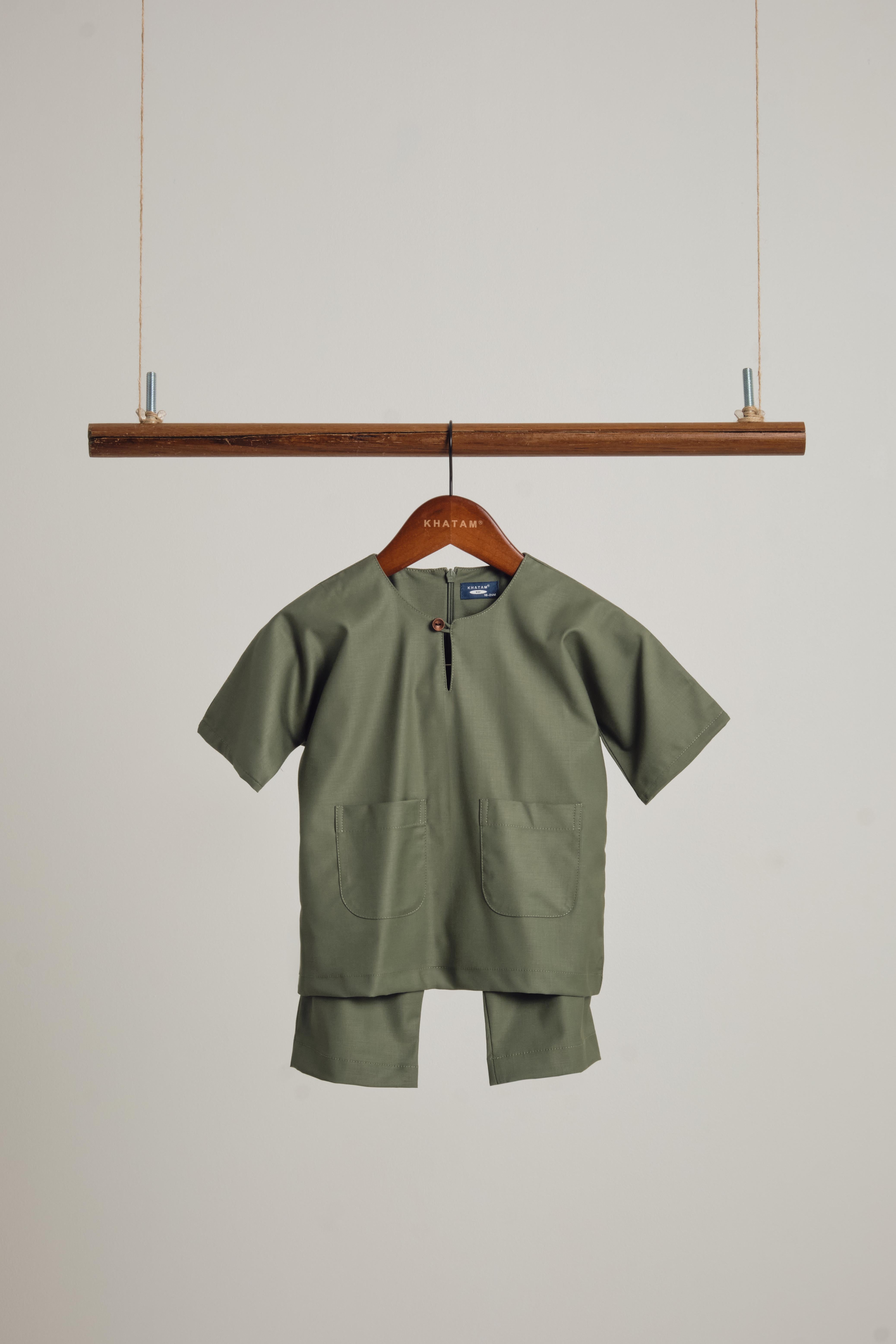 Patawali Baby Boys Baju Melayu Teluk Belanga - Pickle Green