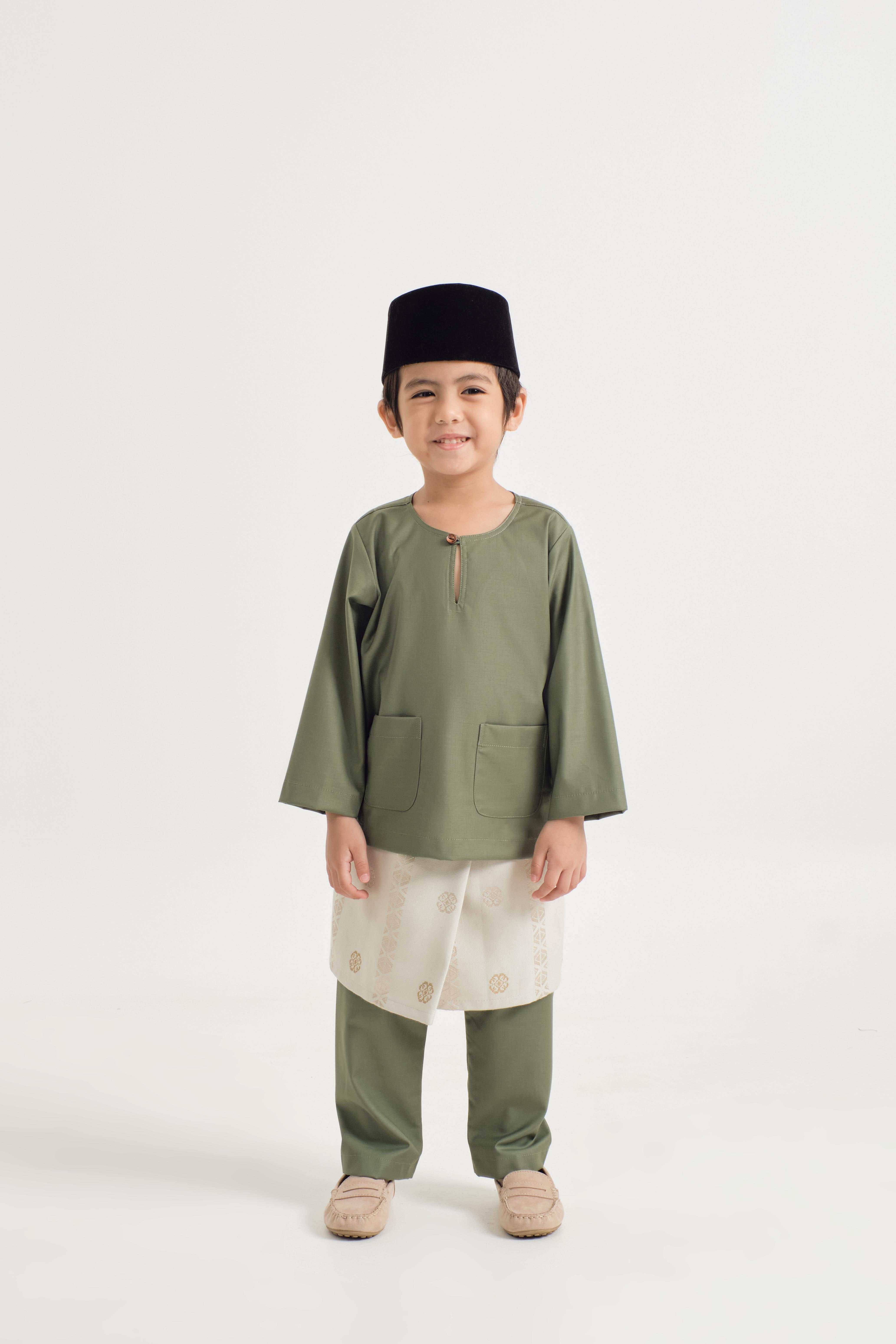 Patawali Boys Baju Melayu Teluk Belanga - Pickle Green