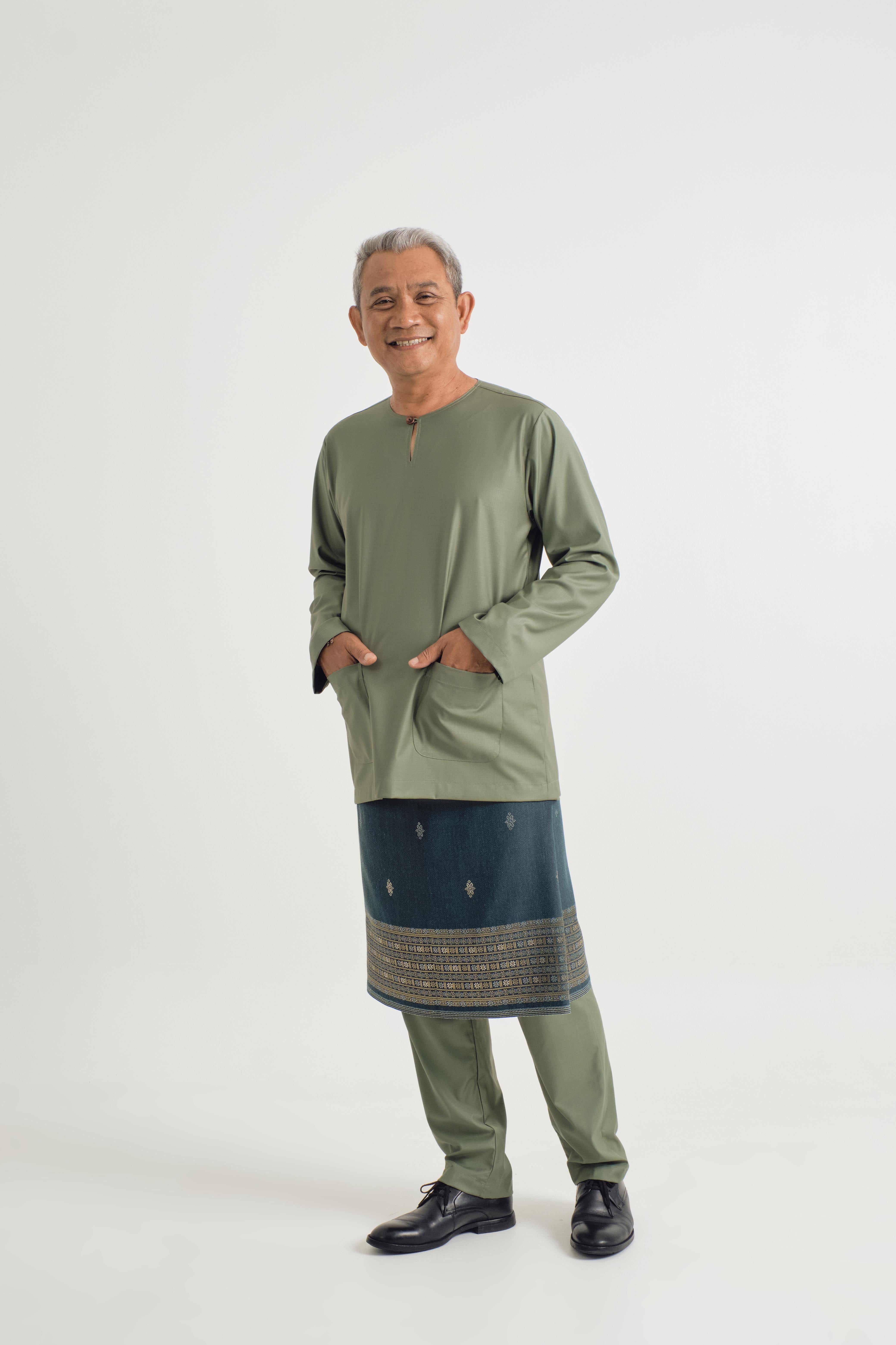 Patawali Modern Fit Baju Melayu Teluk Belanga - Pickle Green