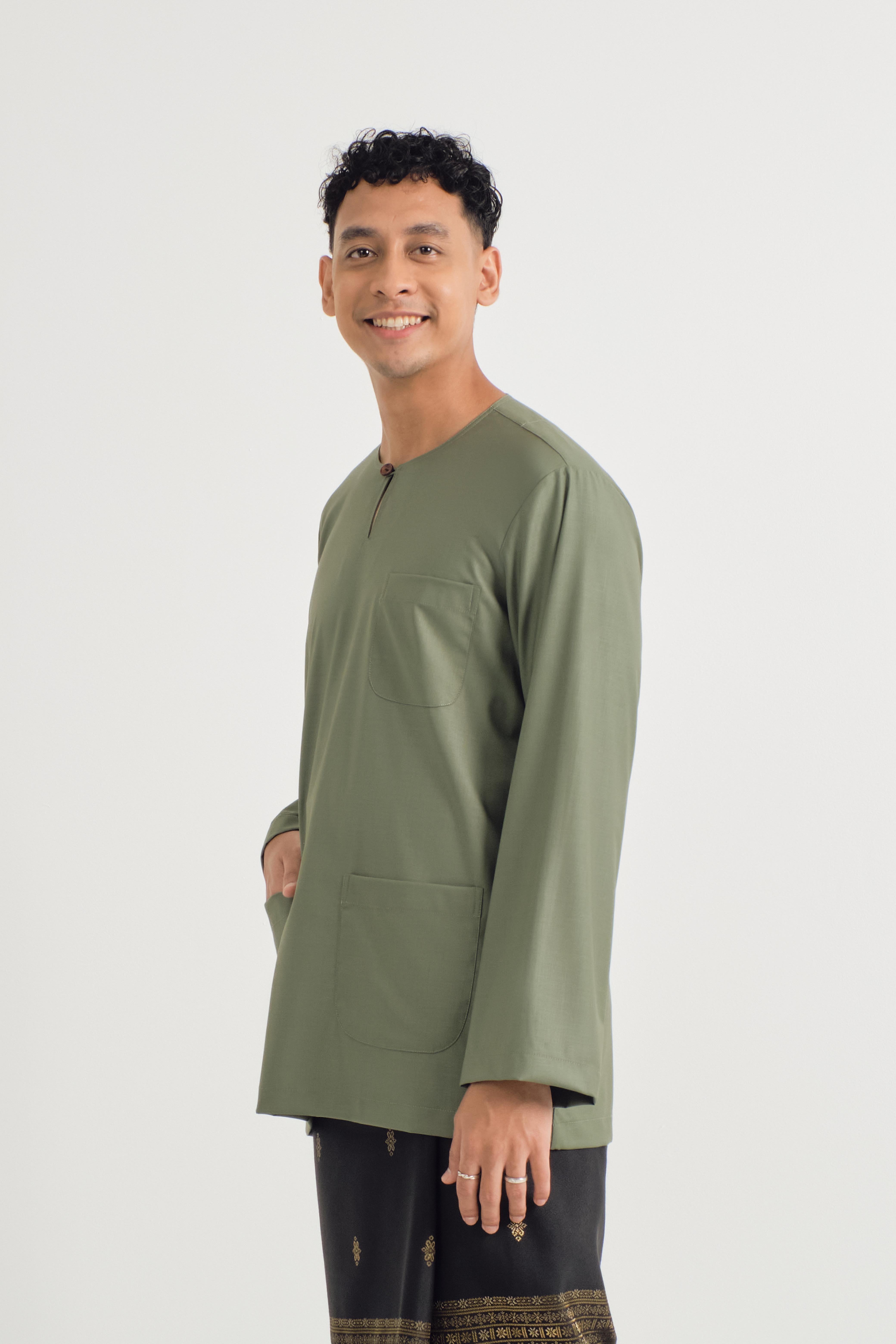 Patawali Classic Fit Baju Melayu Teluk Belanga - Pickle Green