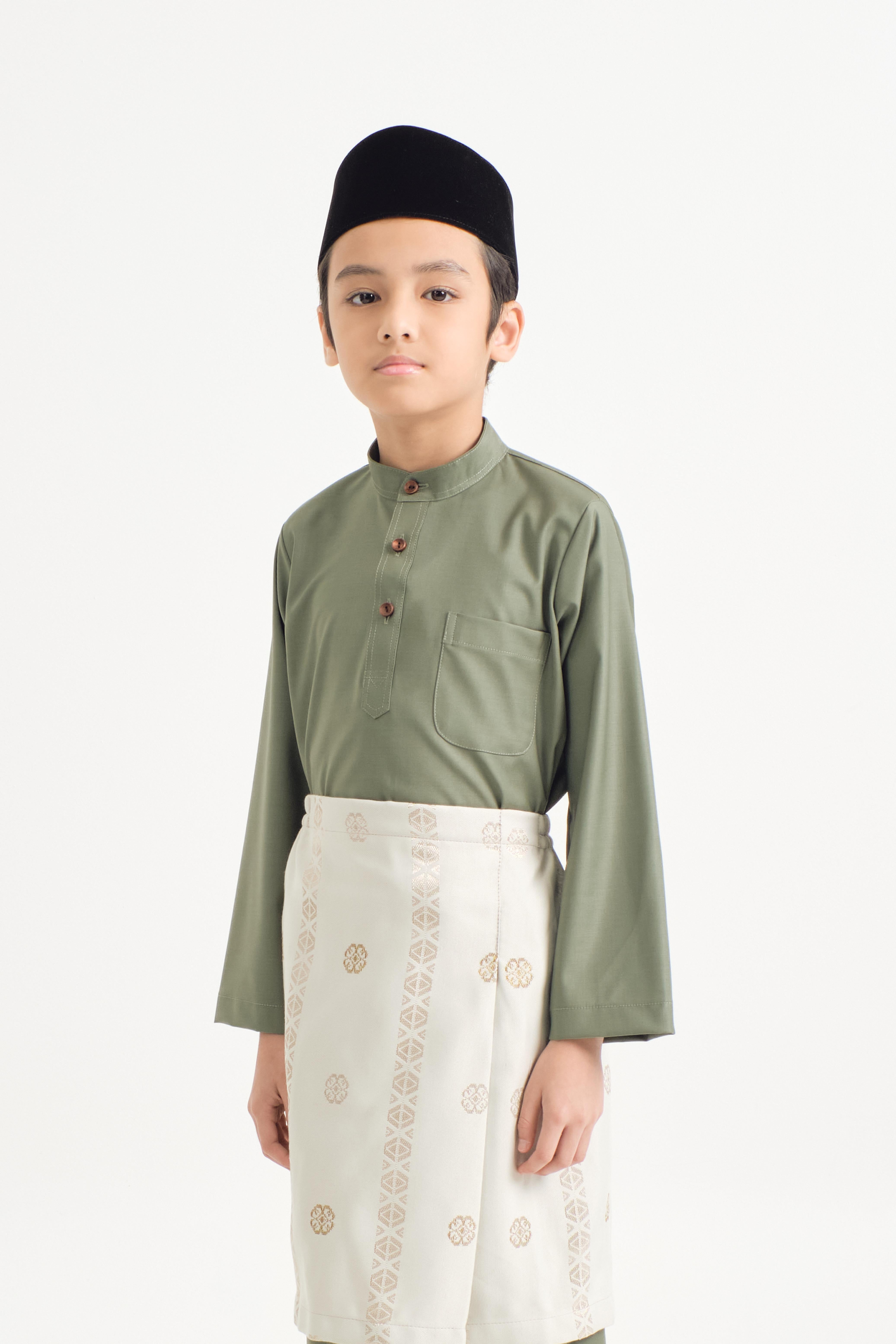 Patawali Boys Baju Melayu Cekak Musang - Pickle Green