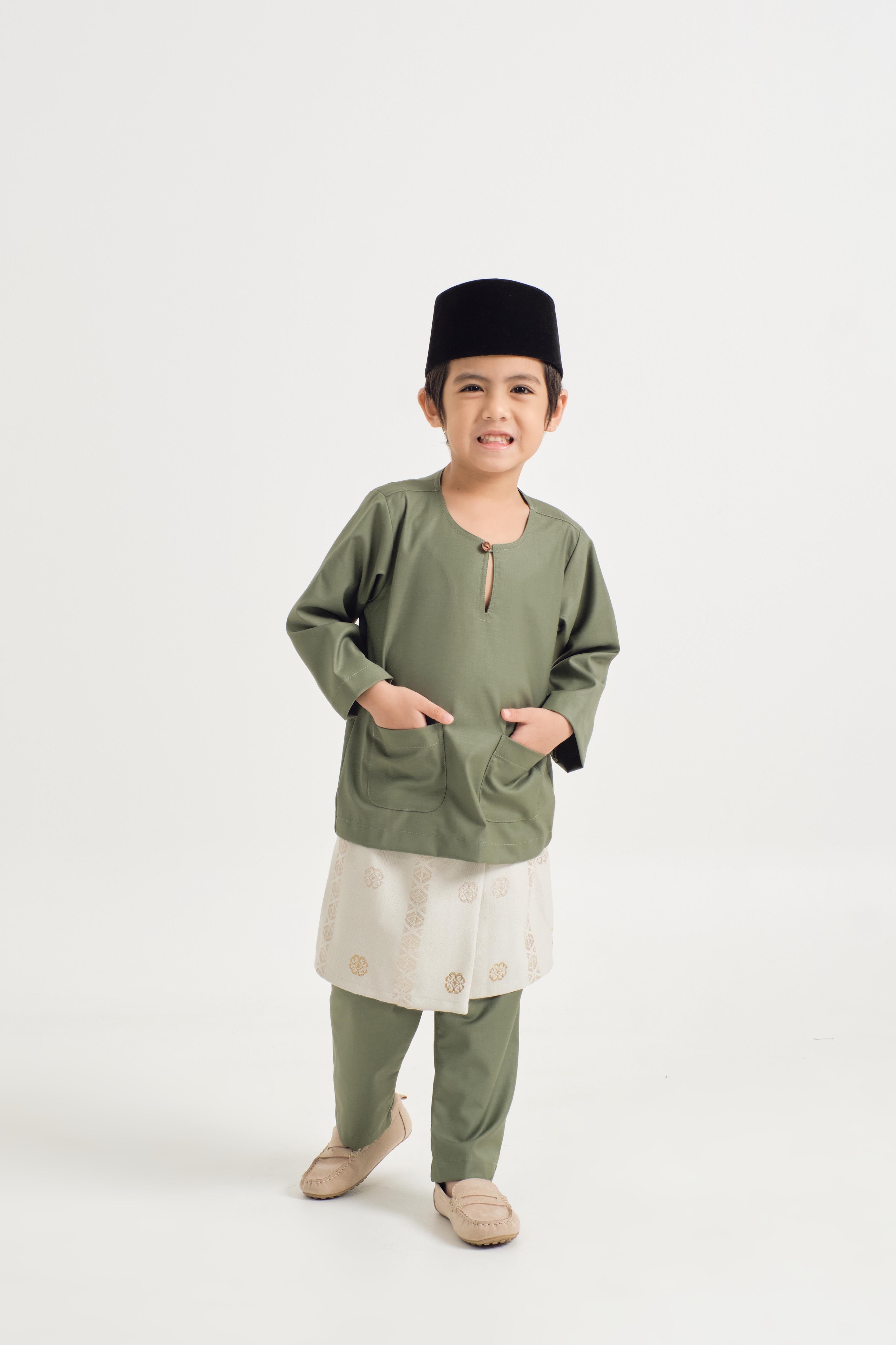 Patawali Boys Baju Melayu Teluk Belanga - Pickle Green