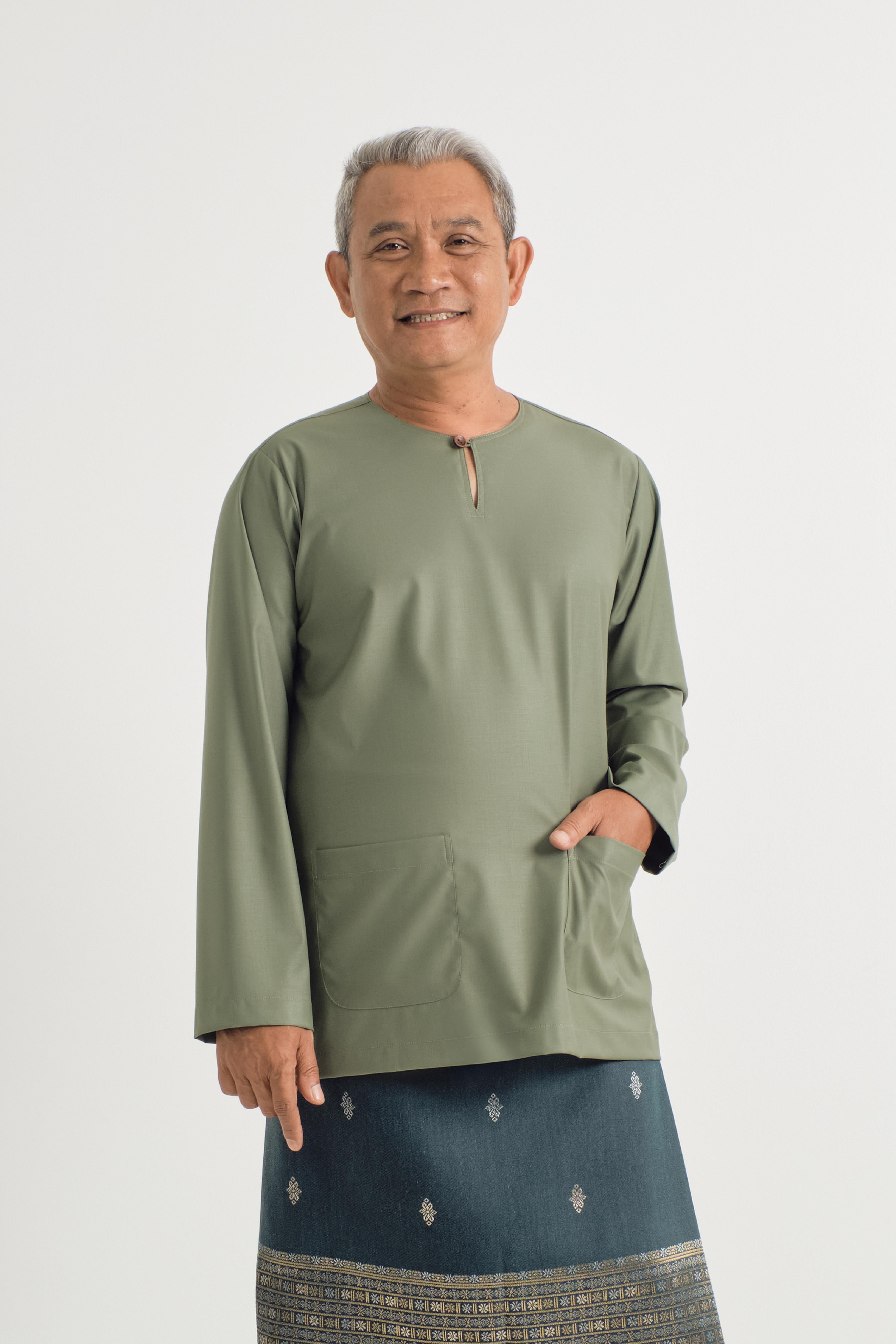 Patawali Modern Fit Baju Melayu Teluk Belanga - Pickle Green