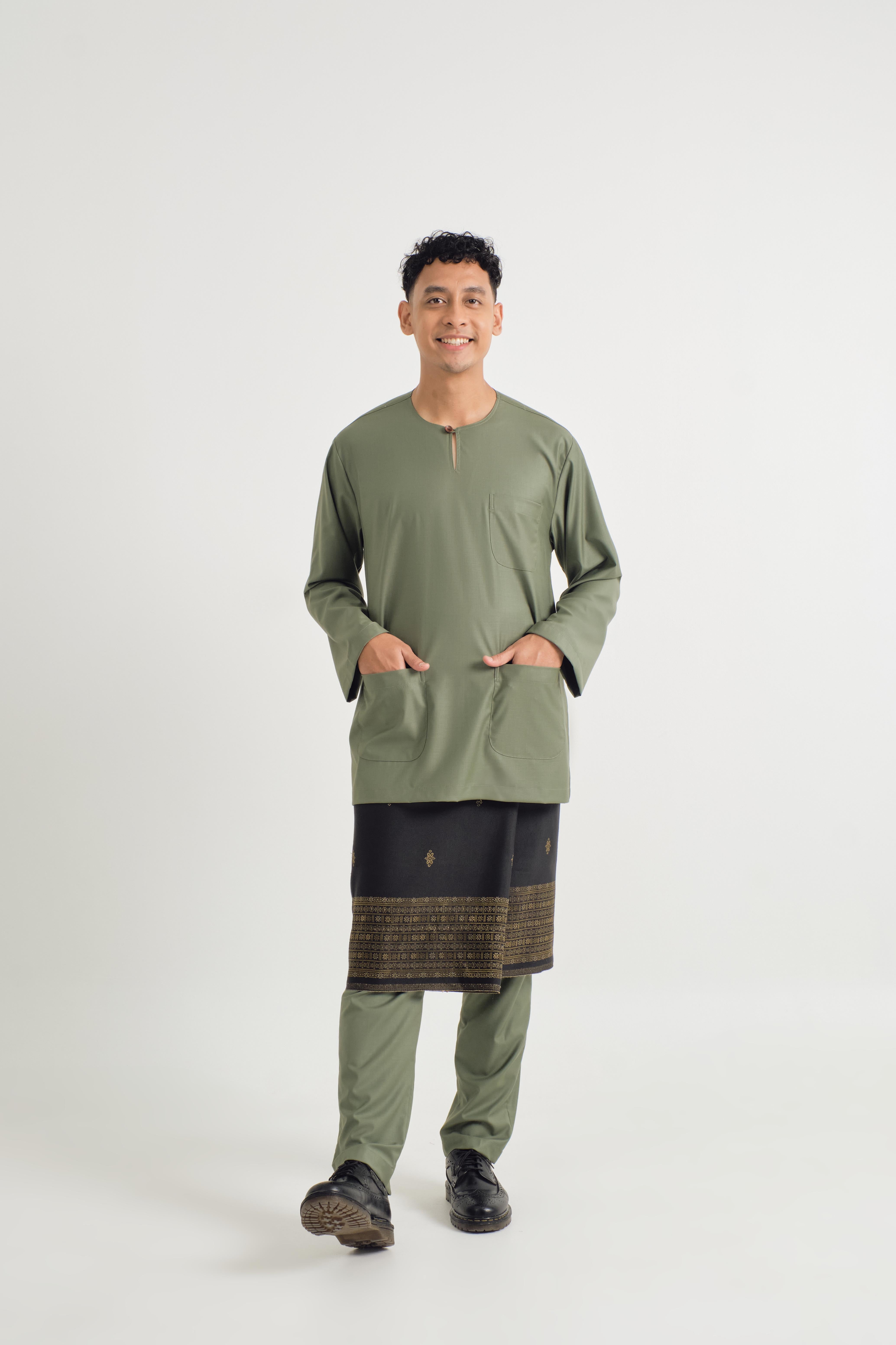 Patawali Classic Fit Baju Melayu Teluk Belanga - Pickle Green