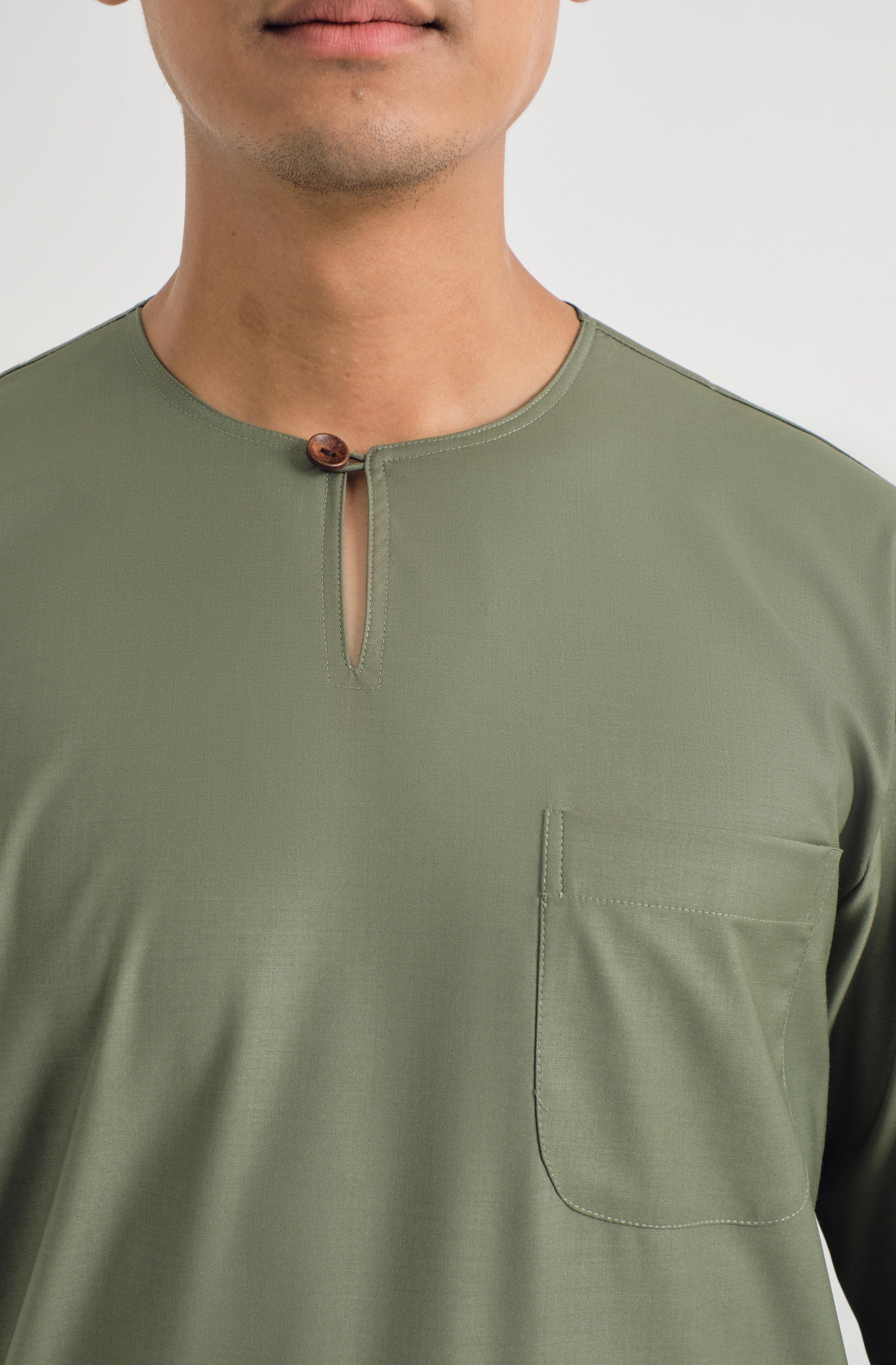 Patawali Classic Fit Baju Melayu Teluk Belanga - Pickle Green