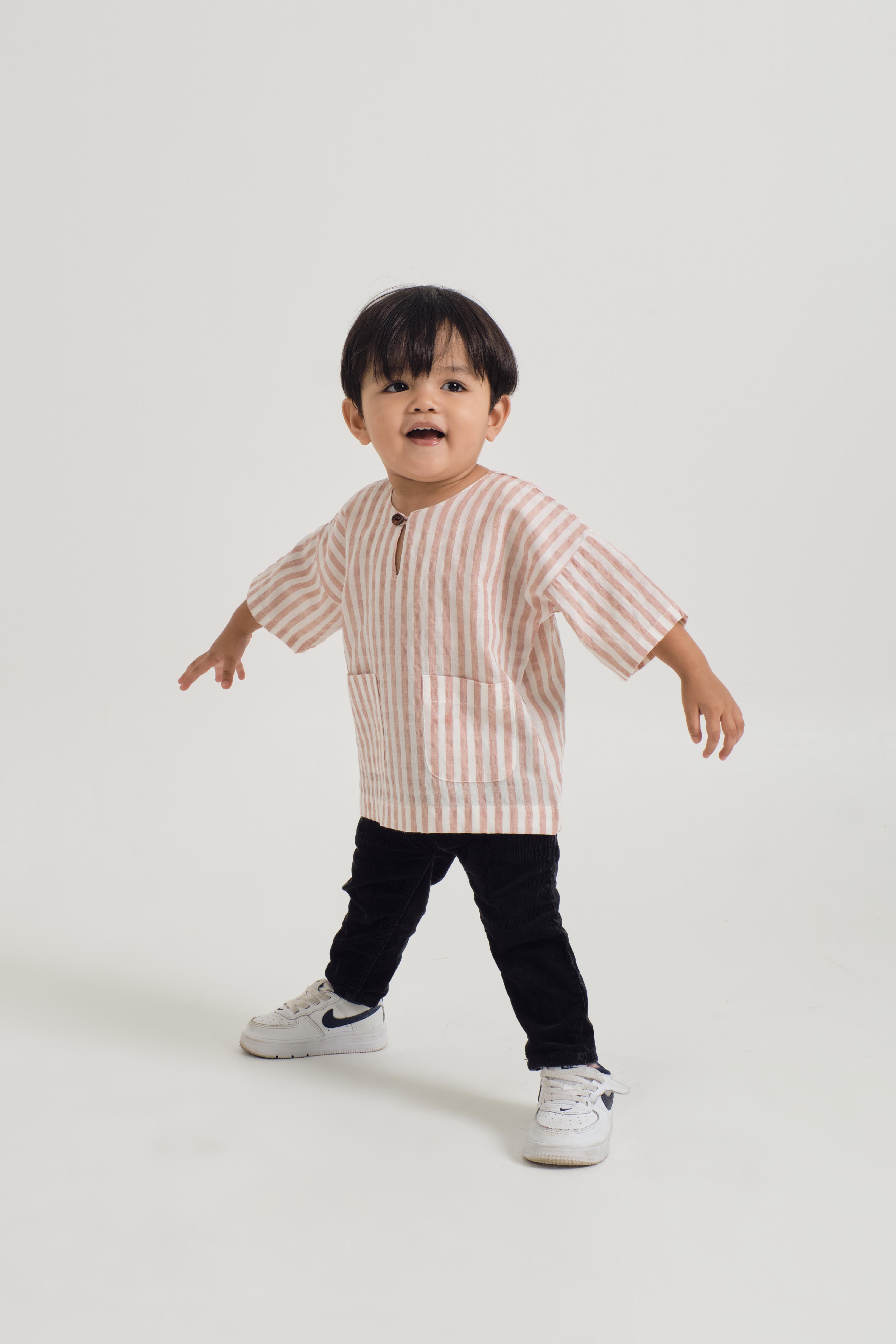 Pangku Baby Boys Top - Stripe Pink