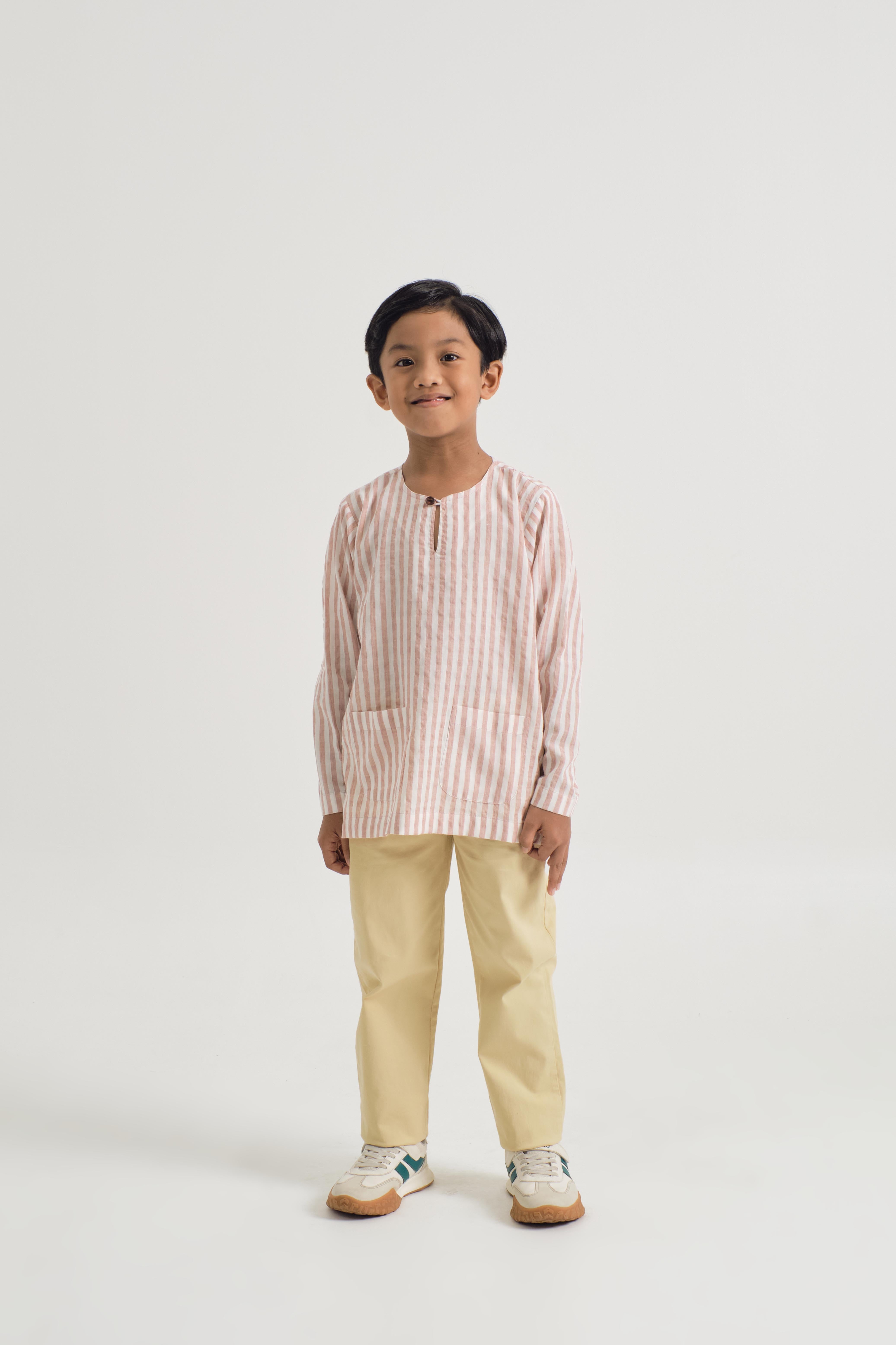 Pangku Boys Top - Stripe Pink