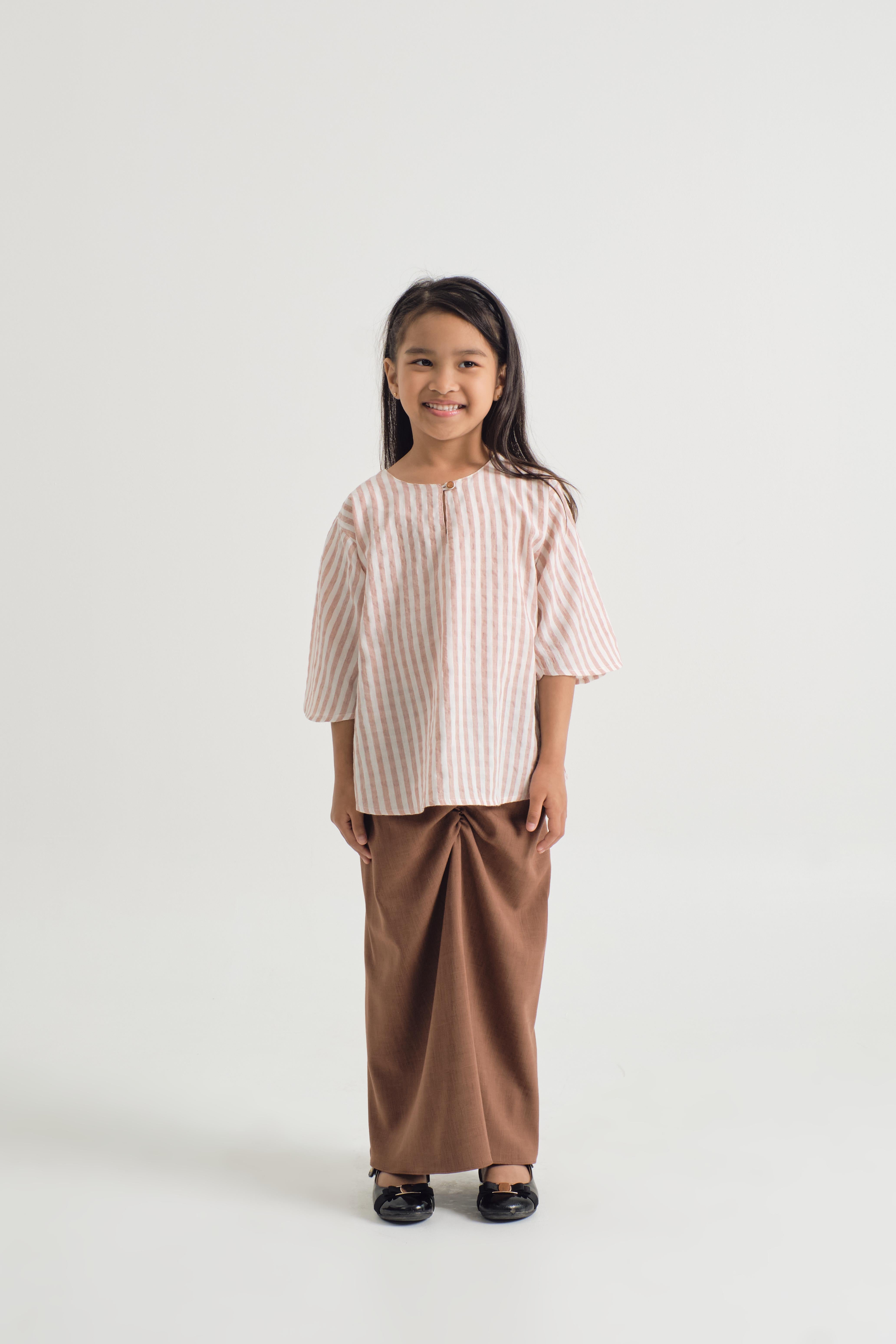 Pangku Girls Kurung Kedah - Stripe Pink