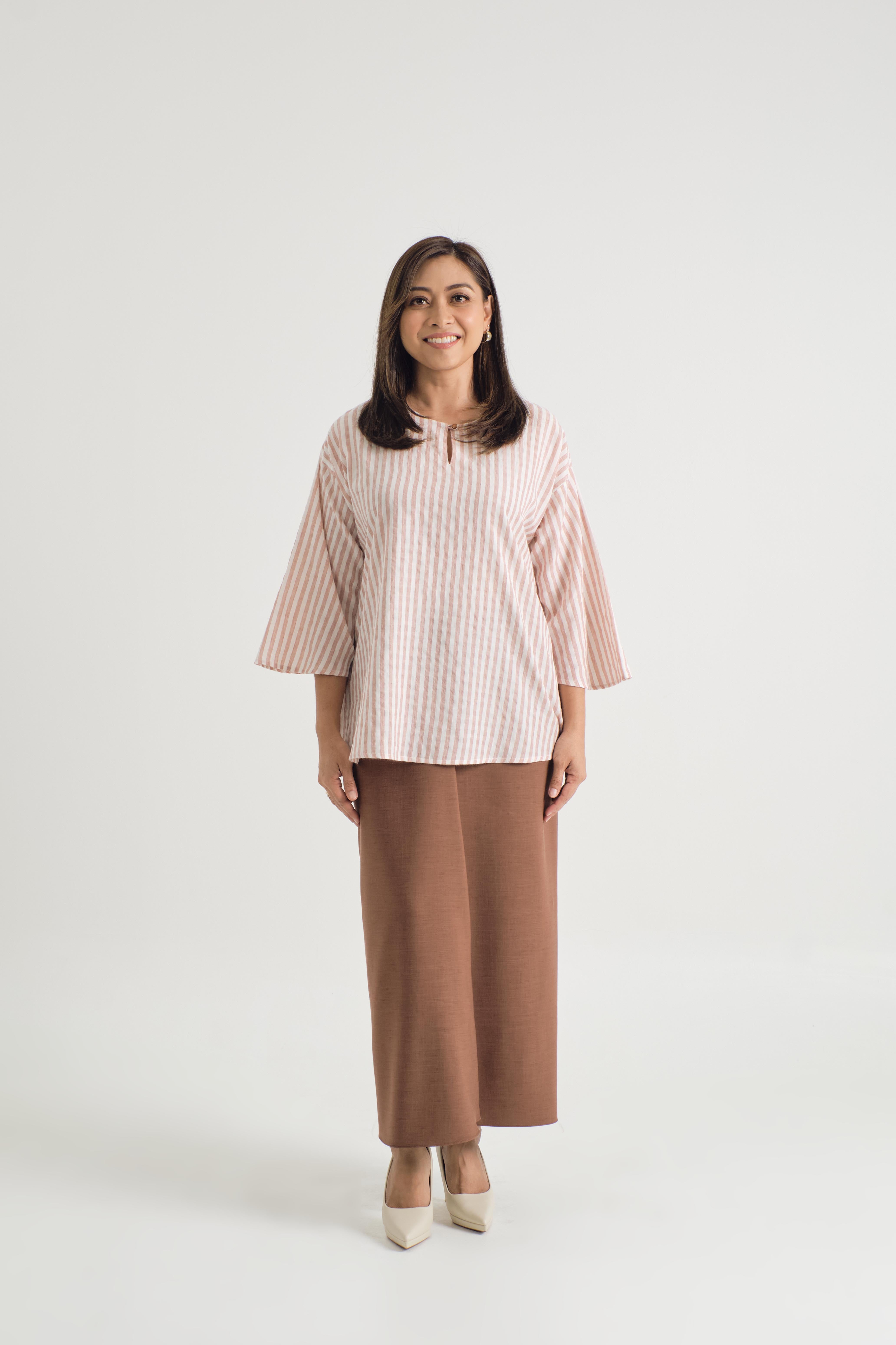 Pangku Baju Kurung Kedah - Stripe Pink