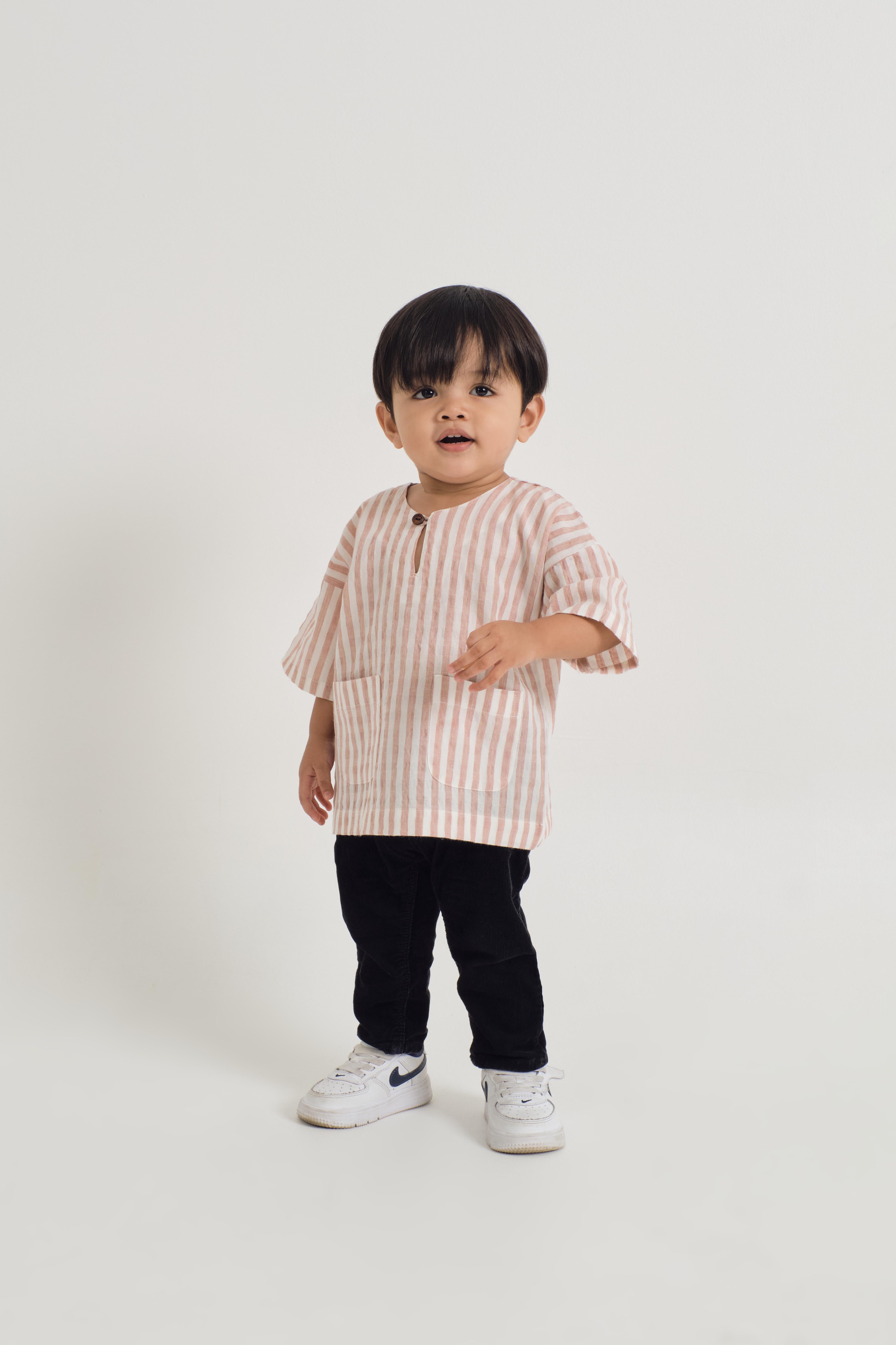 Pangku Baby Boys Top - Stripe Pink