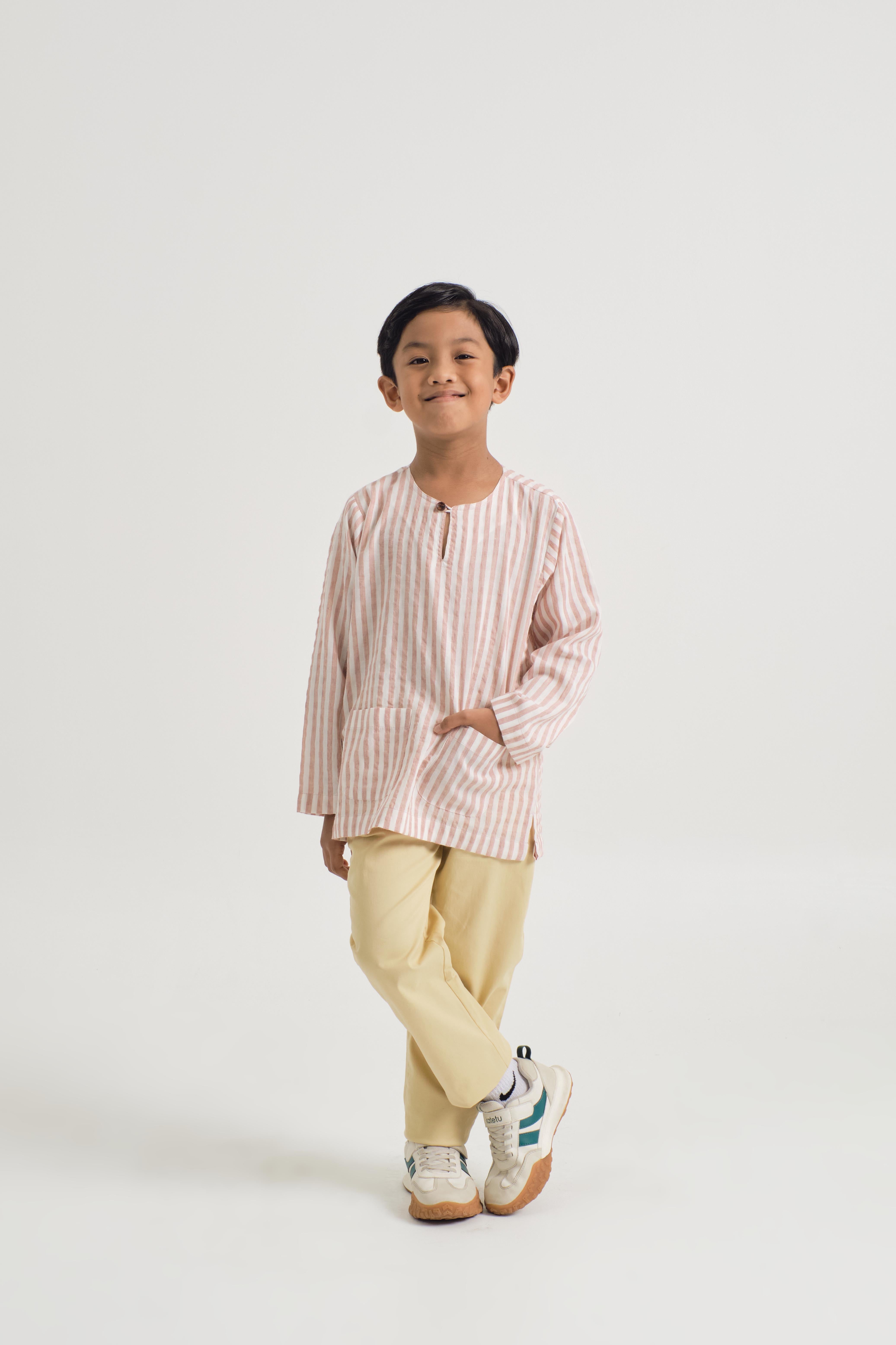 Pangku Boys Top - Stripe Pink