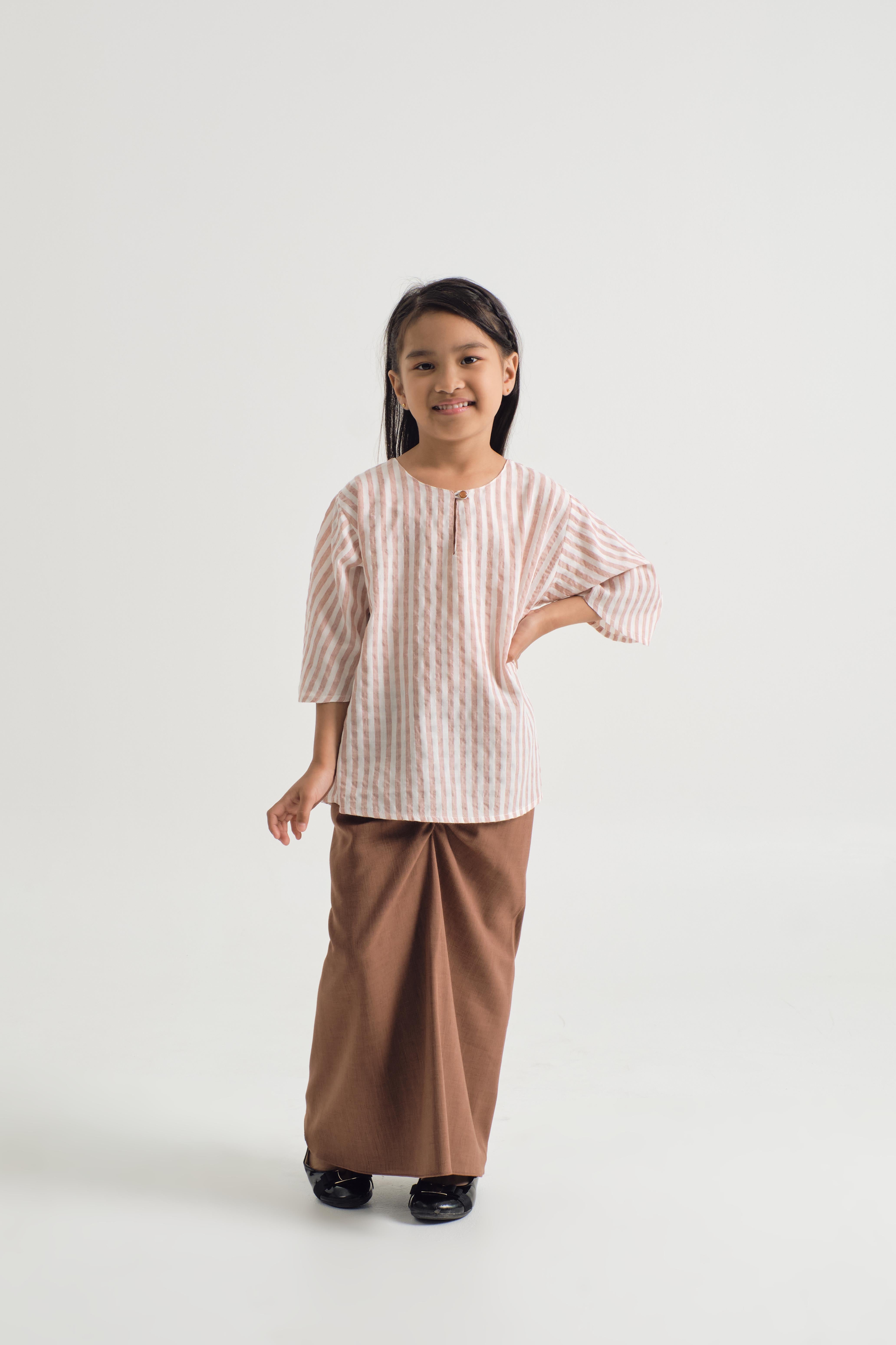 Pangku Girls Kurung Kedah - Stripe Pink