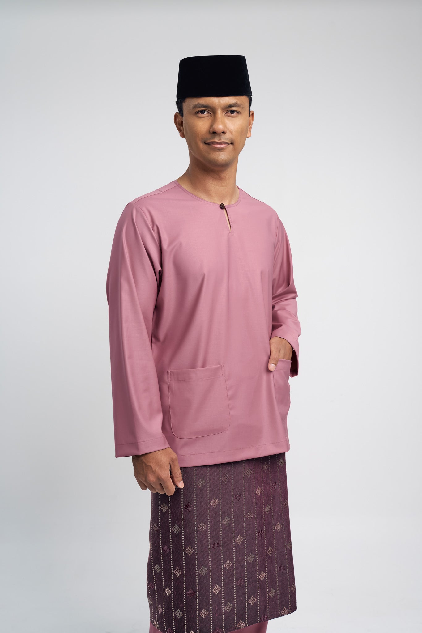 Patawali Modern Fit Baju Melayu Teluk Belanga - Pink Belacan