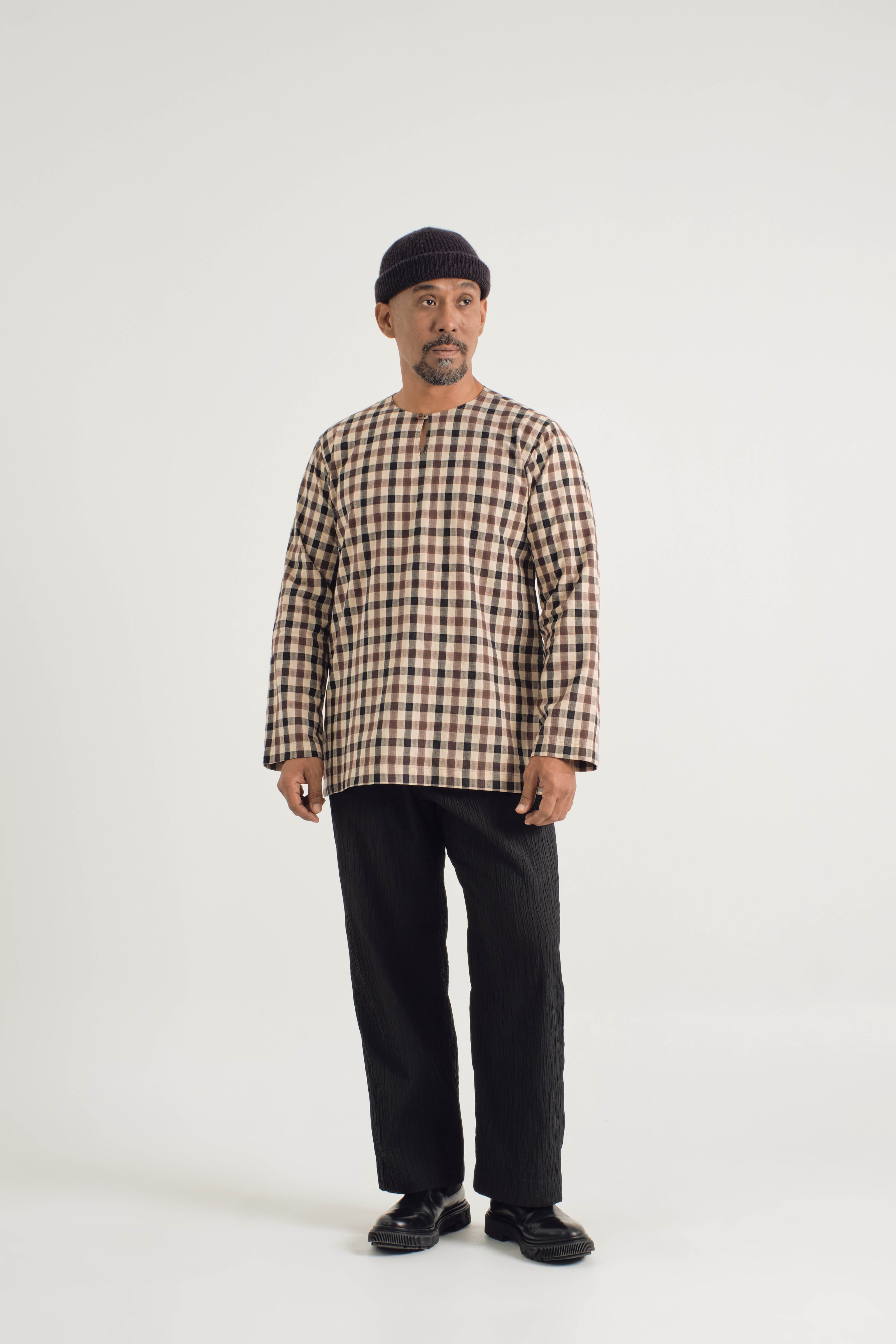 Mansoor Top - Plaid Beige