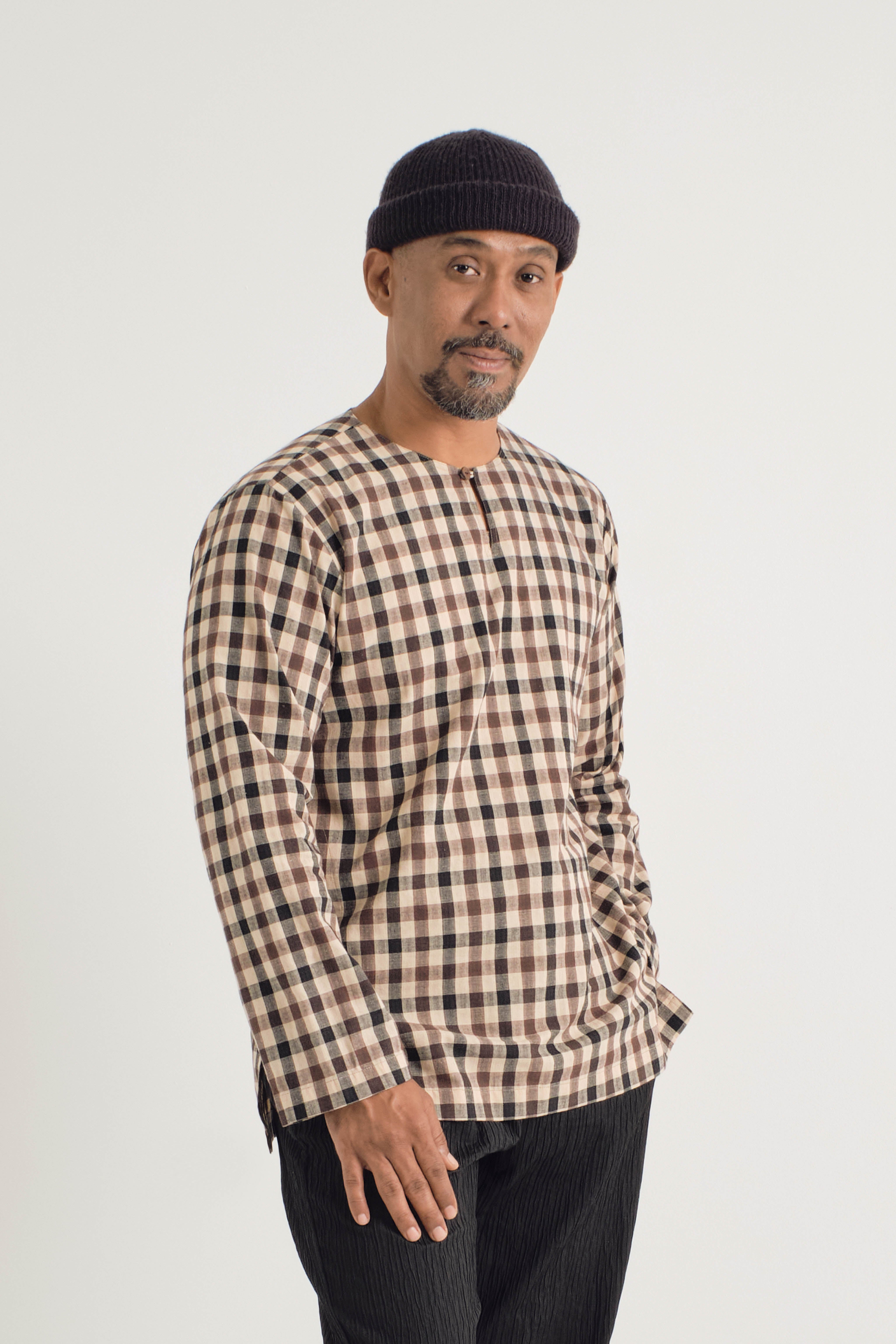 Mansoor Top - Plaid Beige