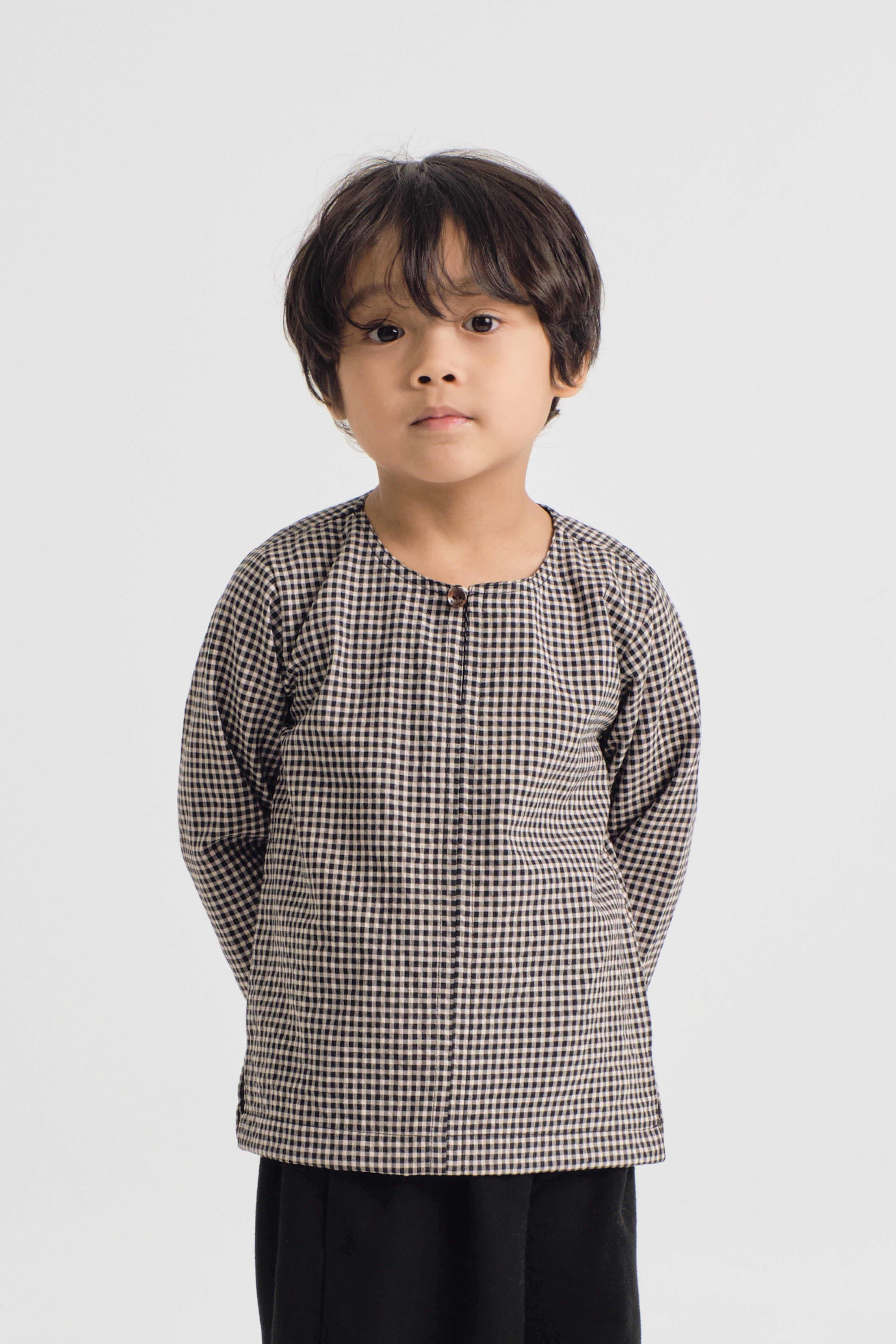 Jalenan Boys Top - Plaid Black