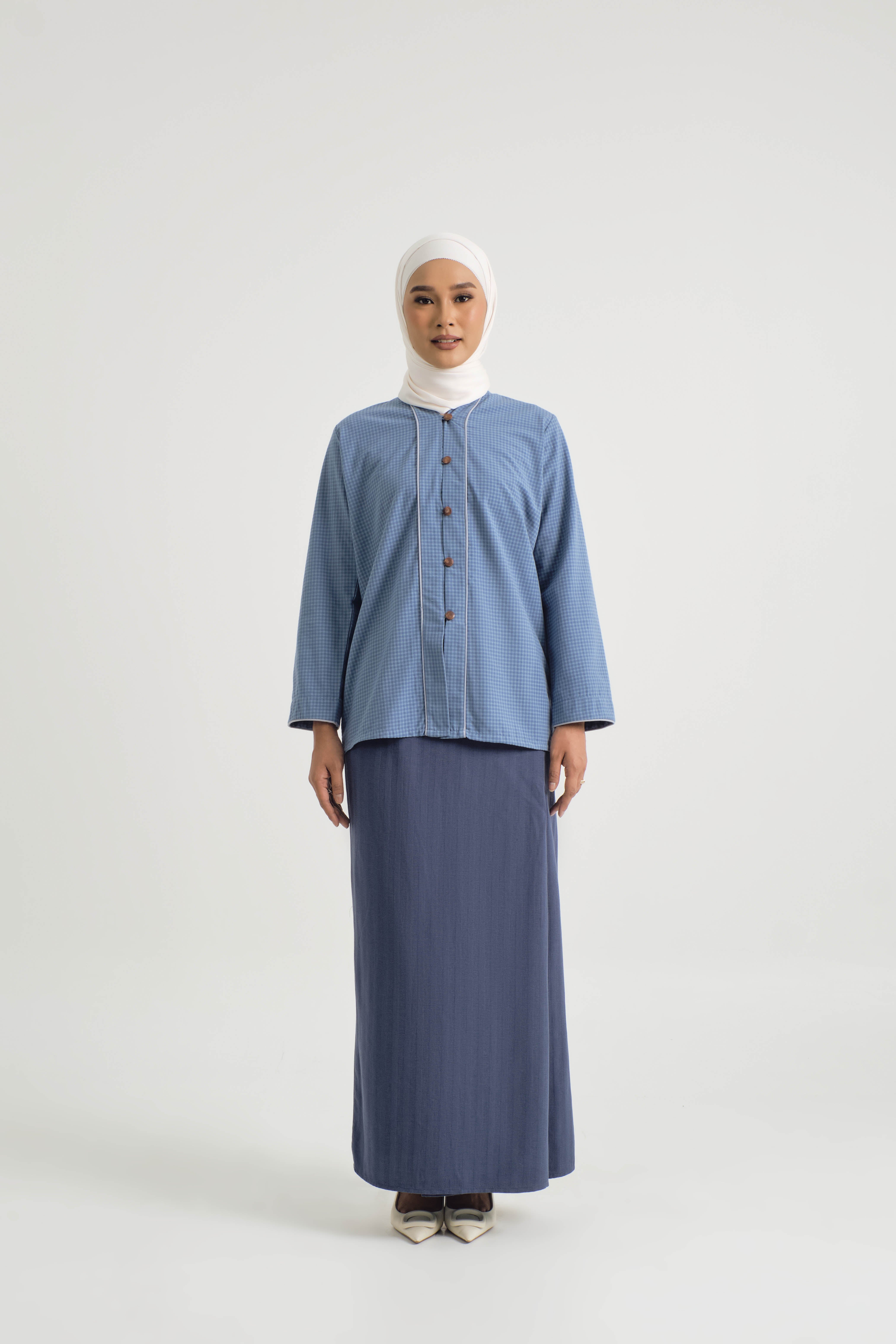 Jalenan Women Kebaya - Plaid Blue