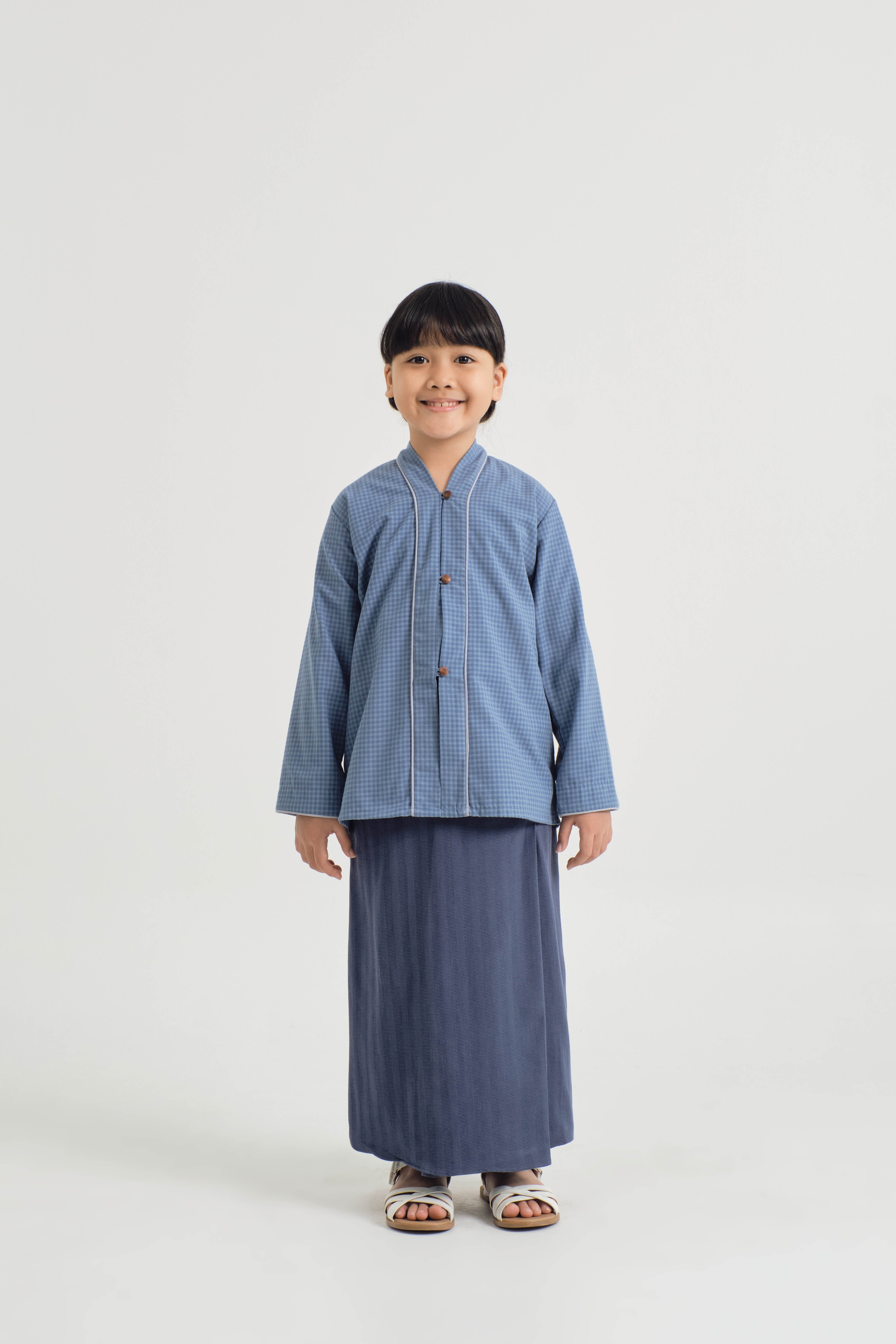 Jalenan Girls Kebaya - Plaid Blue