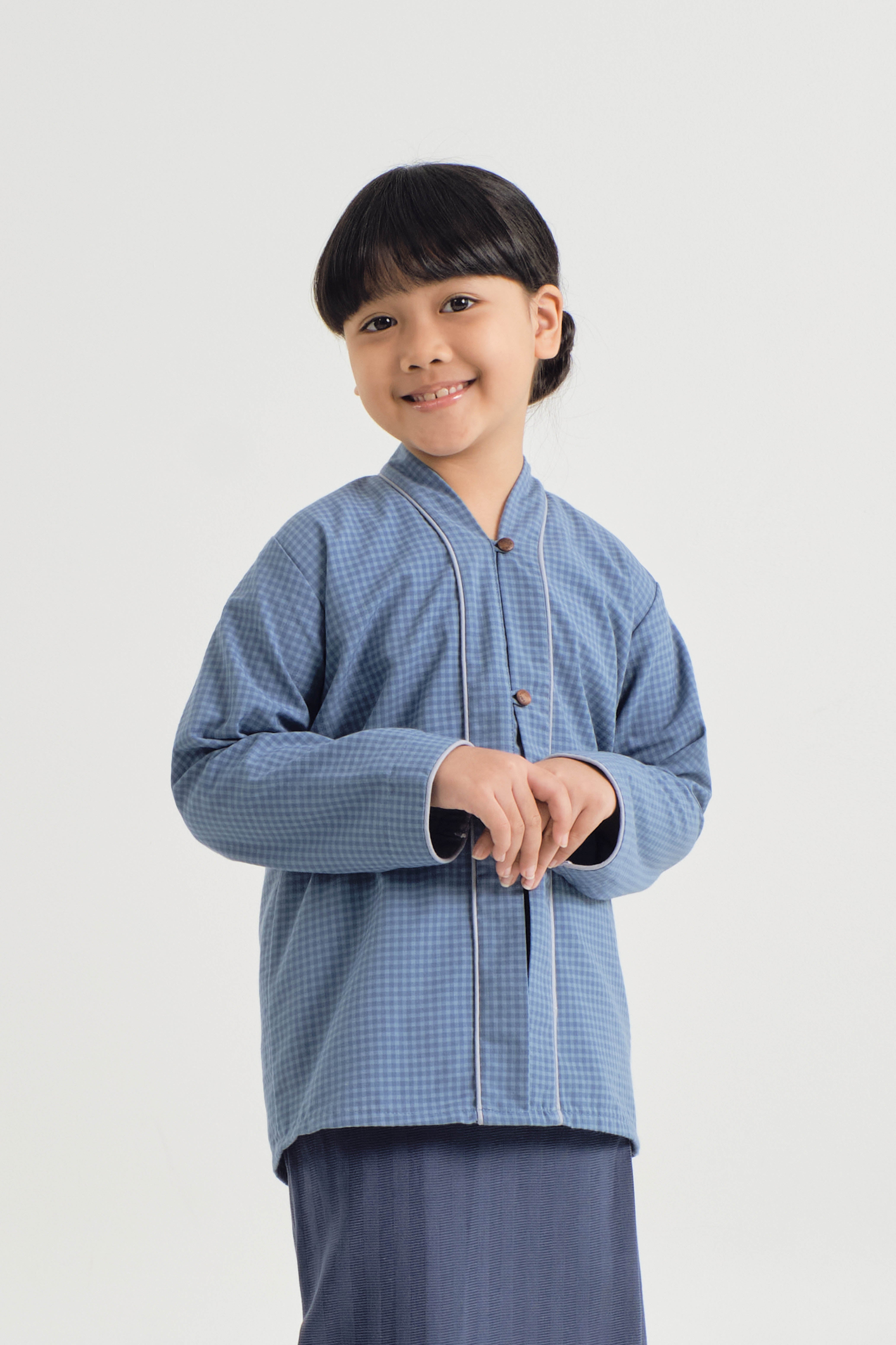 Jalenan Girls Kebaya - Plaid Blue