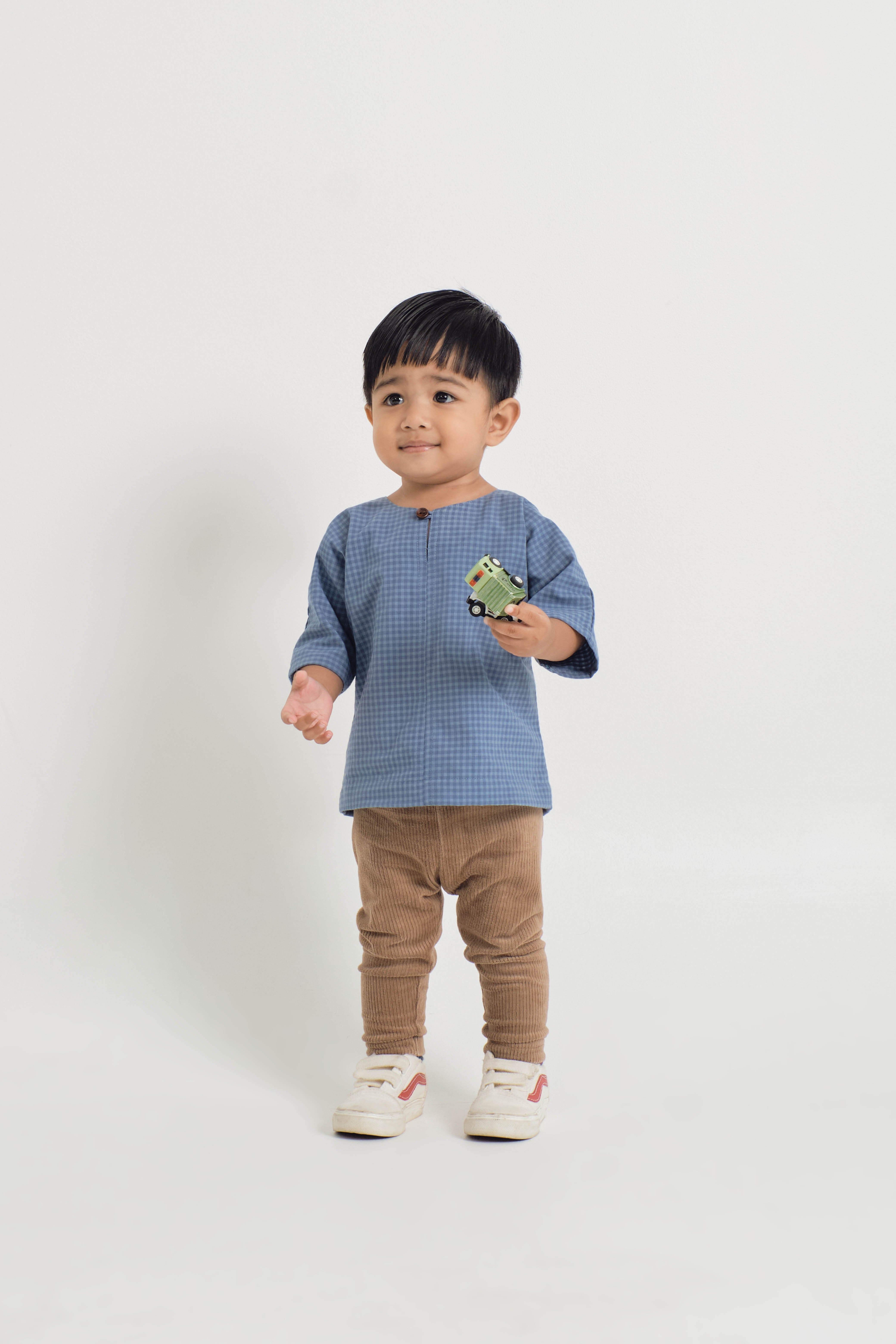 Jalenan Baby Boys Top - Plaid Blue