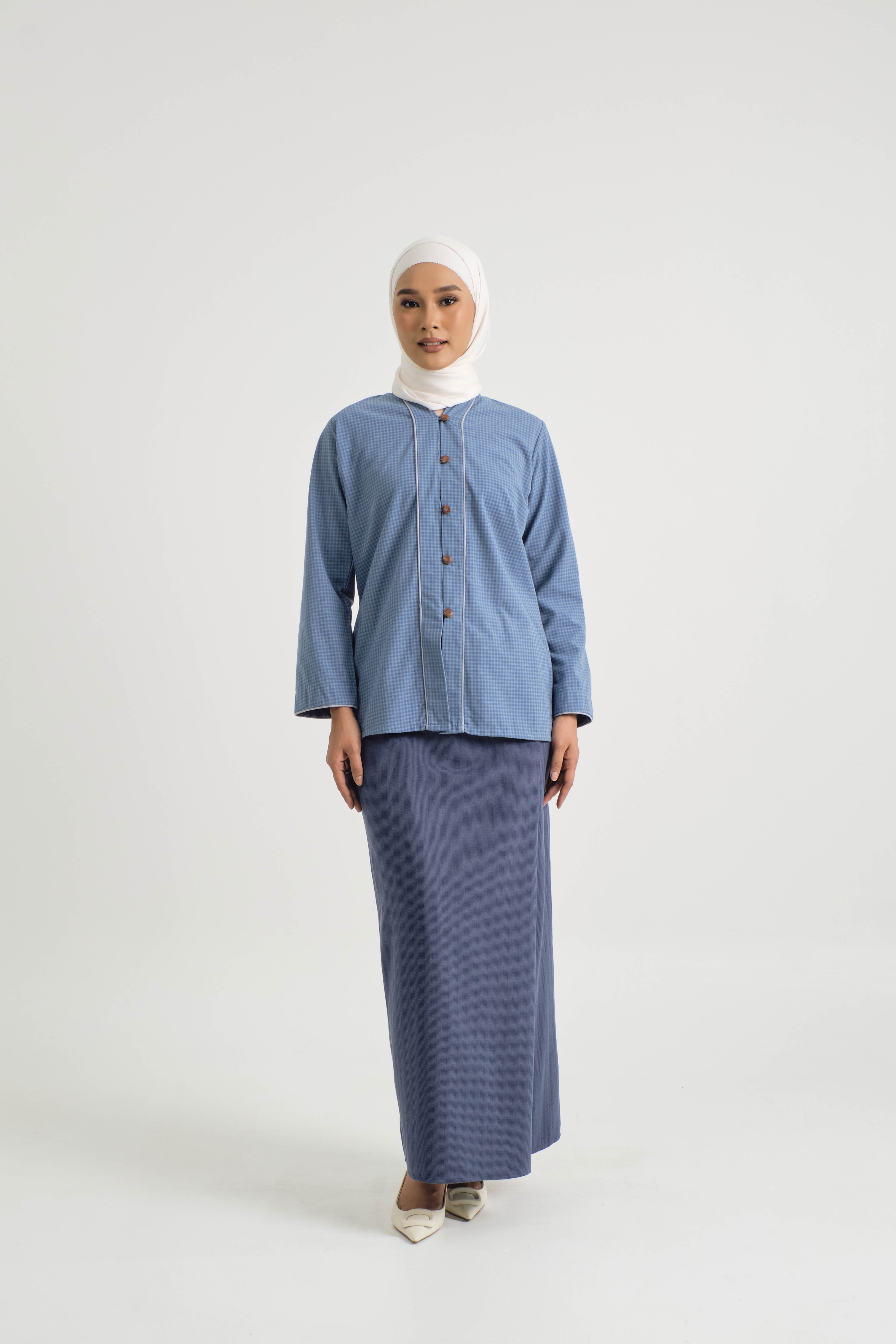 Jalenan Women Kebaya - Plaid Blue