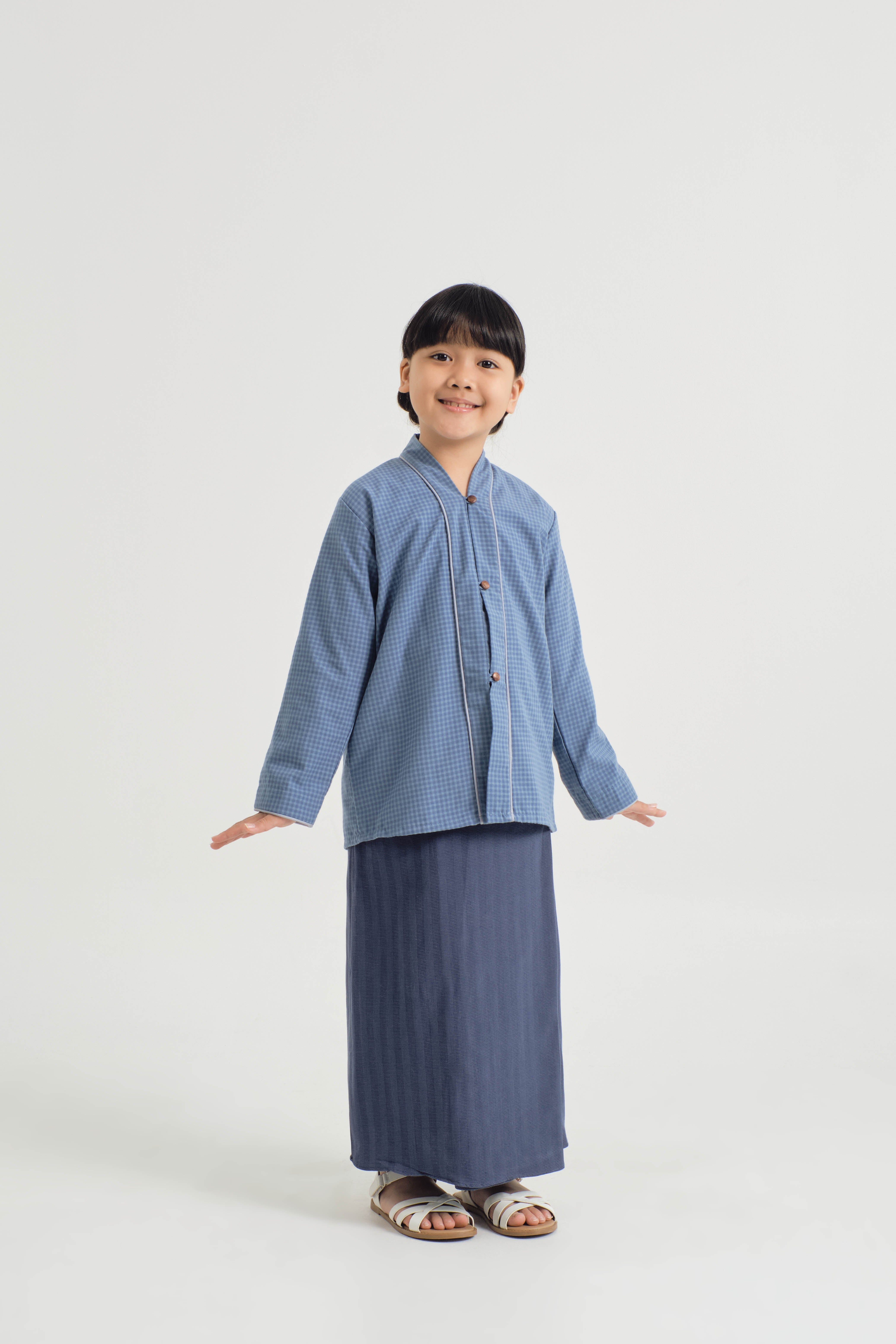 Jalenan Girls Kebaya - Plaid Blue