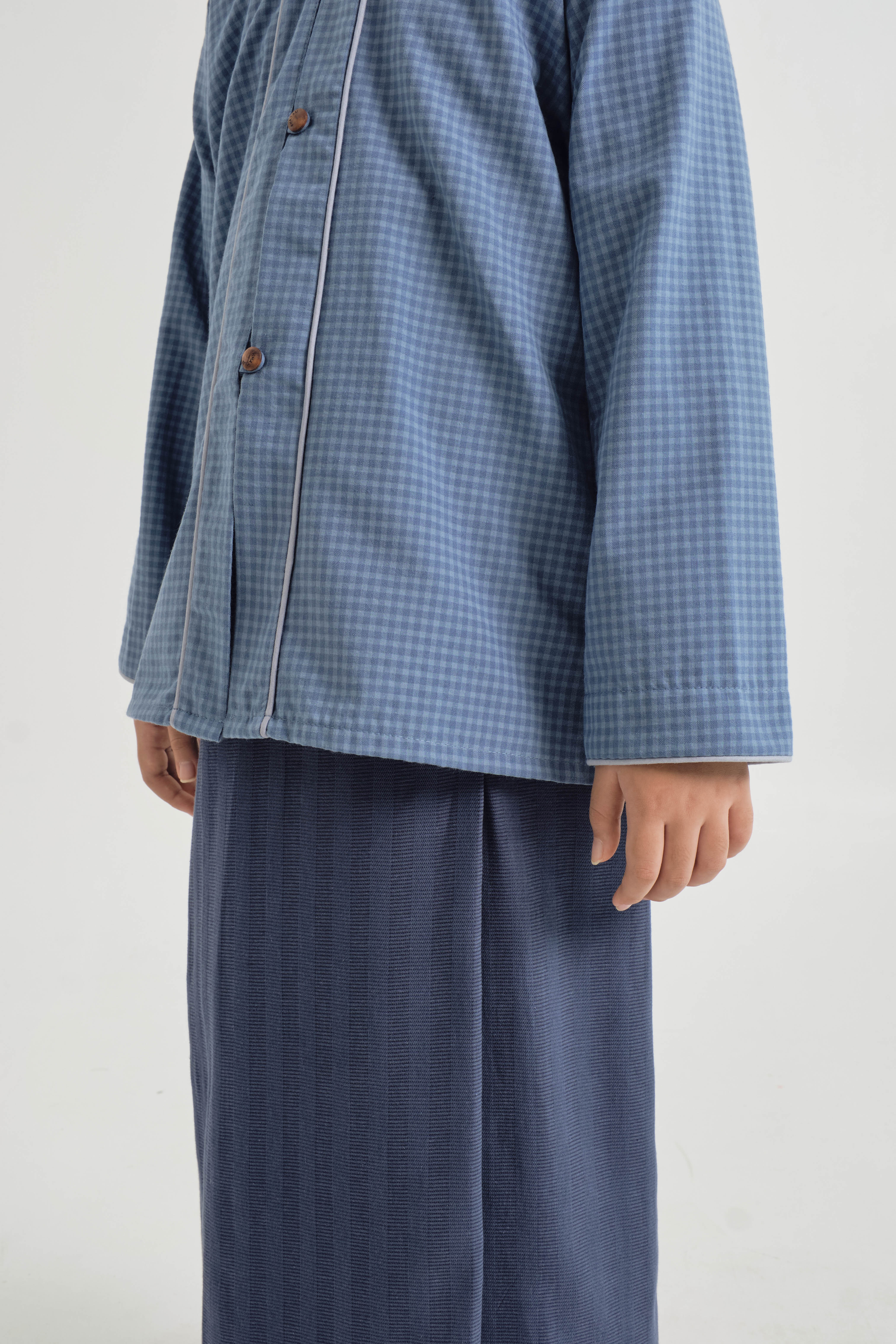 Jalenan Girls Kebaya - Plaid Blue