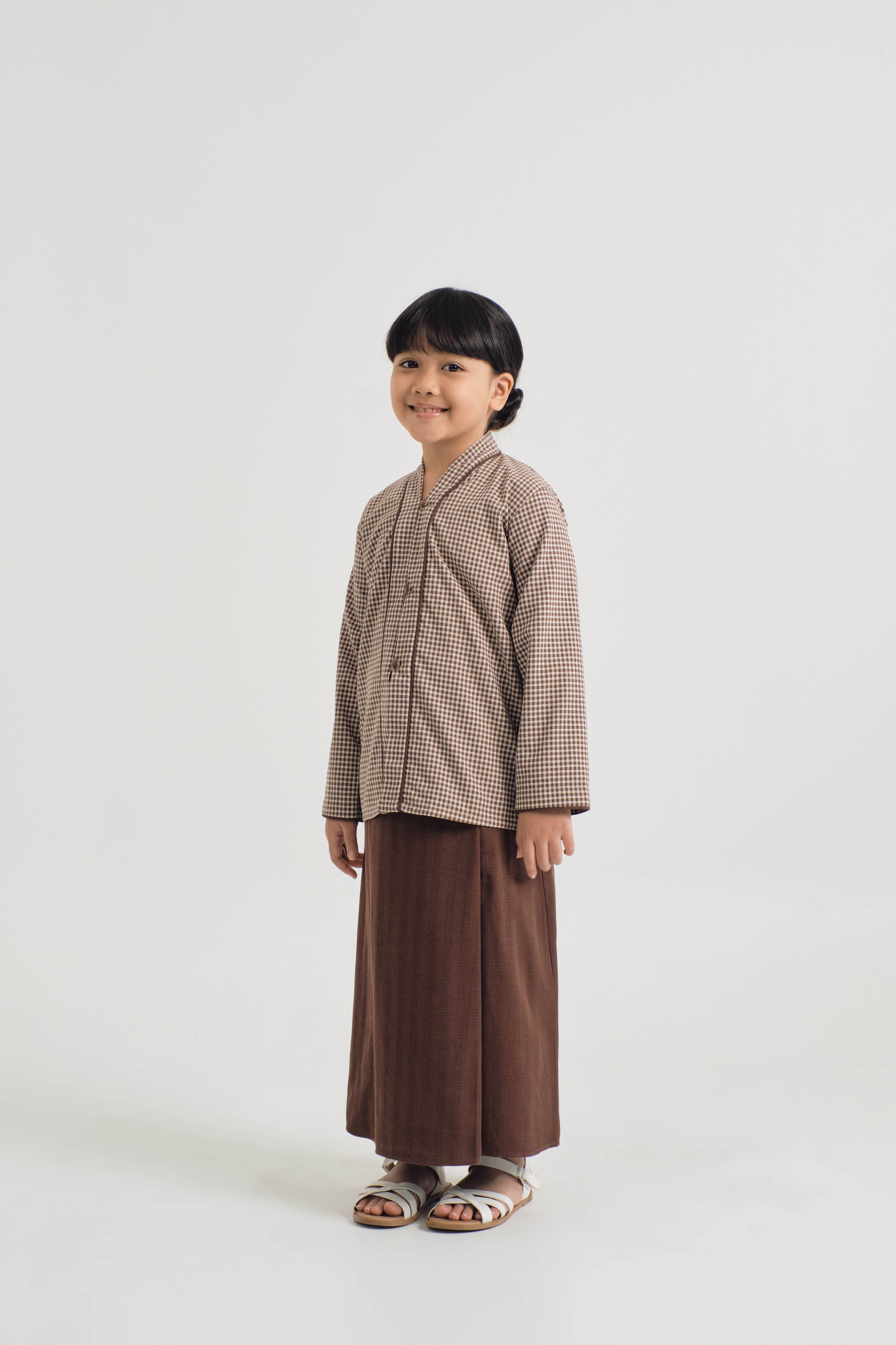 Jalenan Girls Kebaya - Plaid Brown