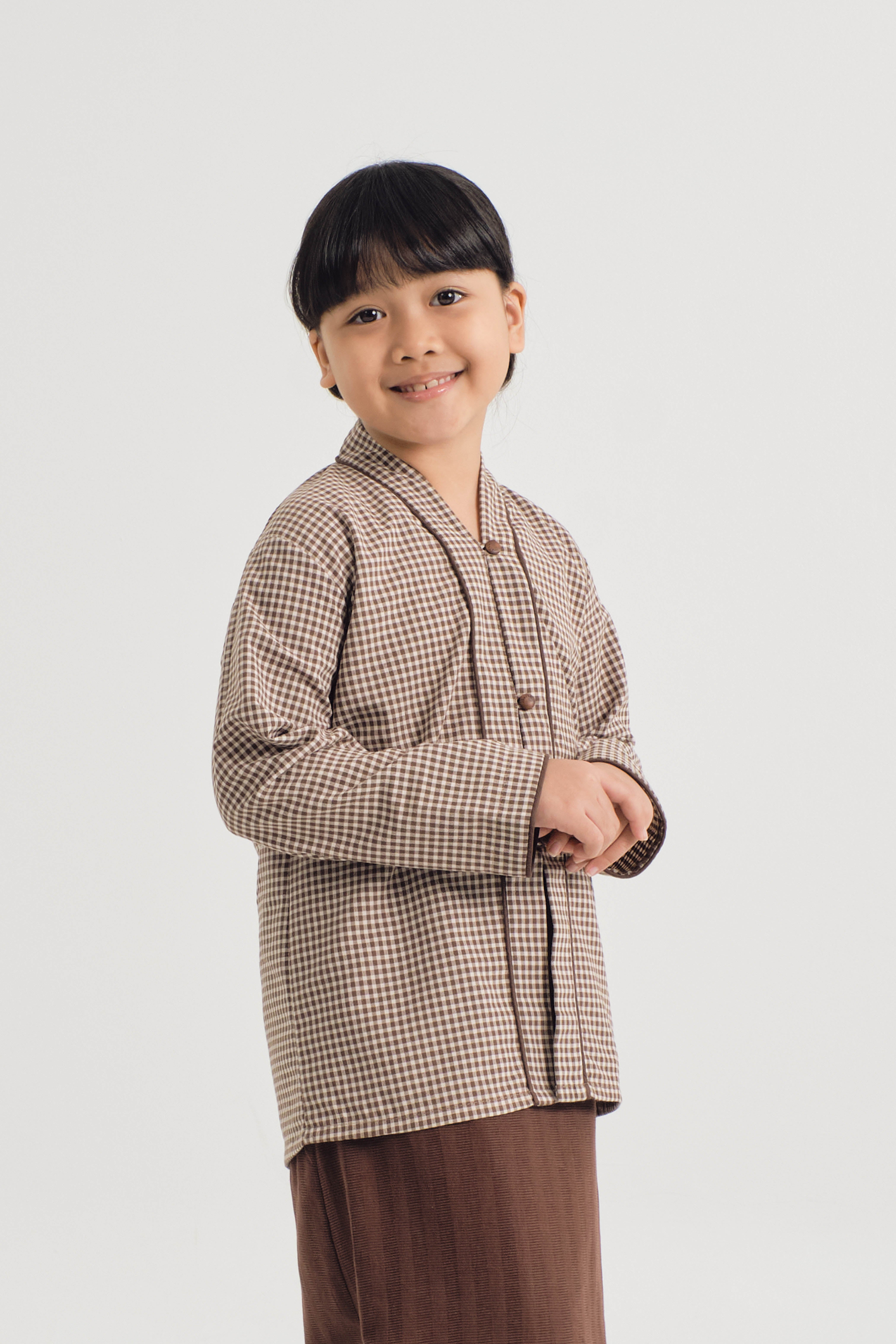 Jalenan Girls Kebaya - Plaid Brown