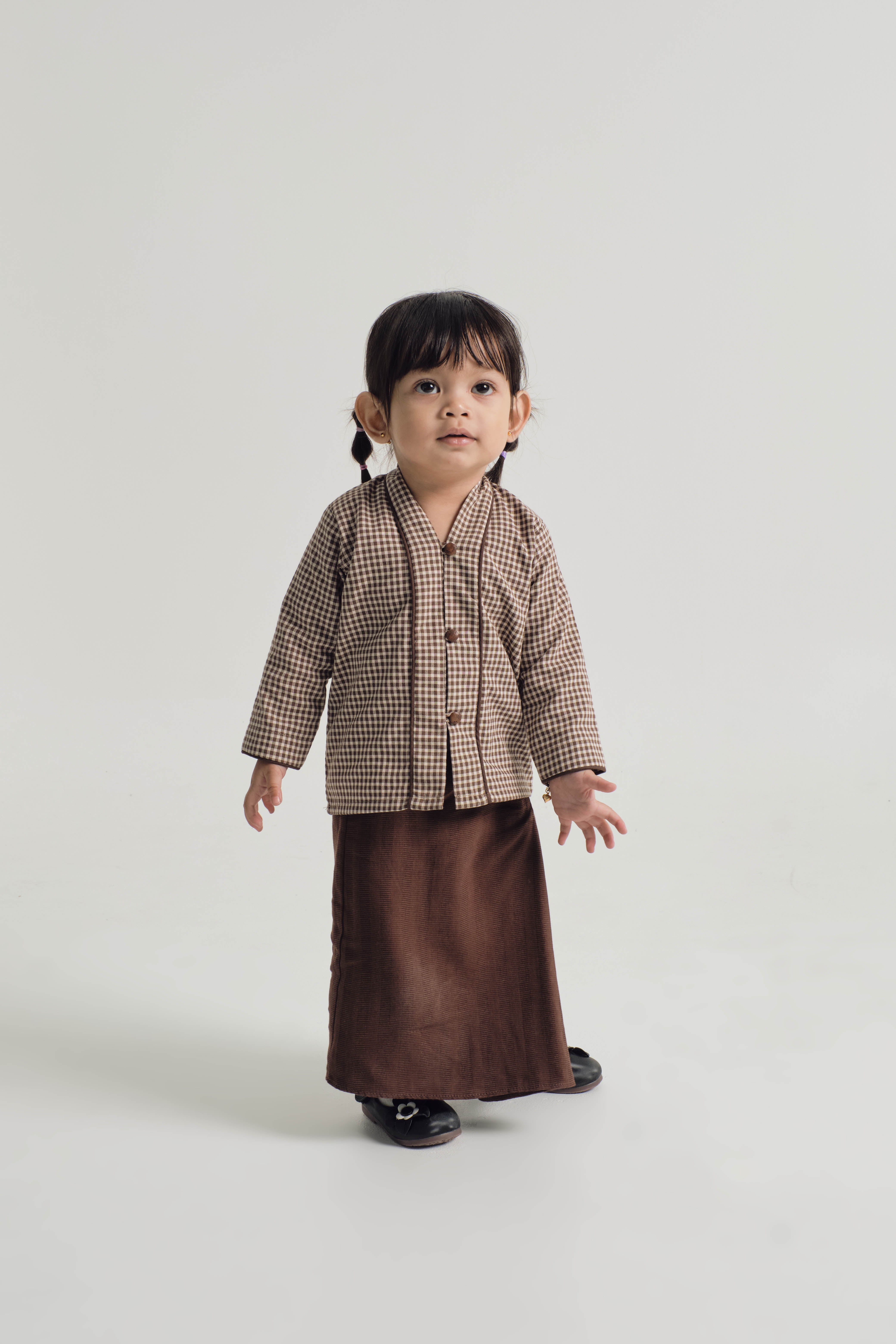 Jalenan Baby girls kebaya - Plaid Brown