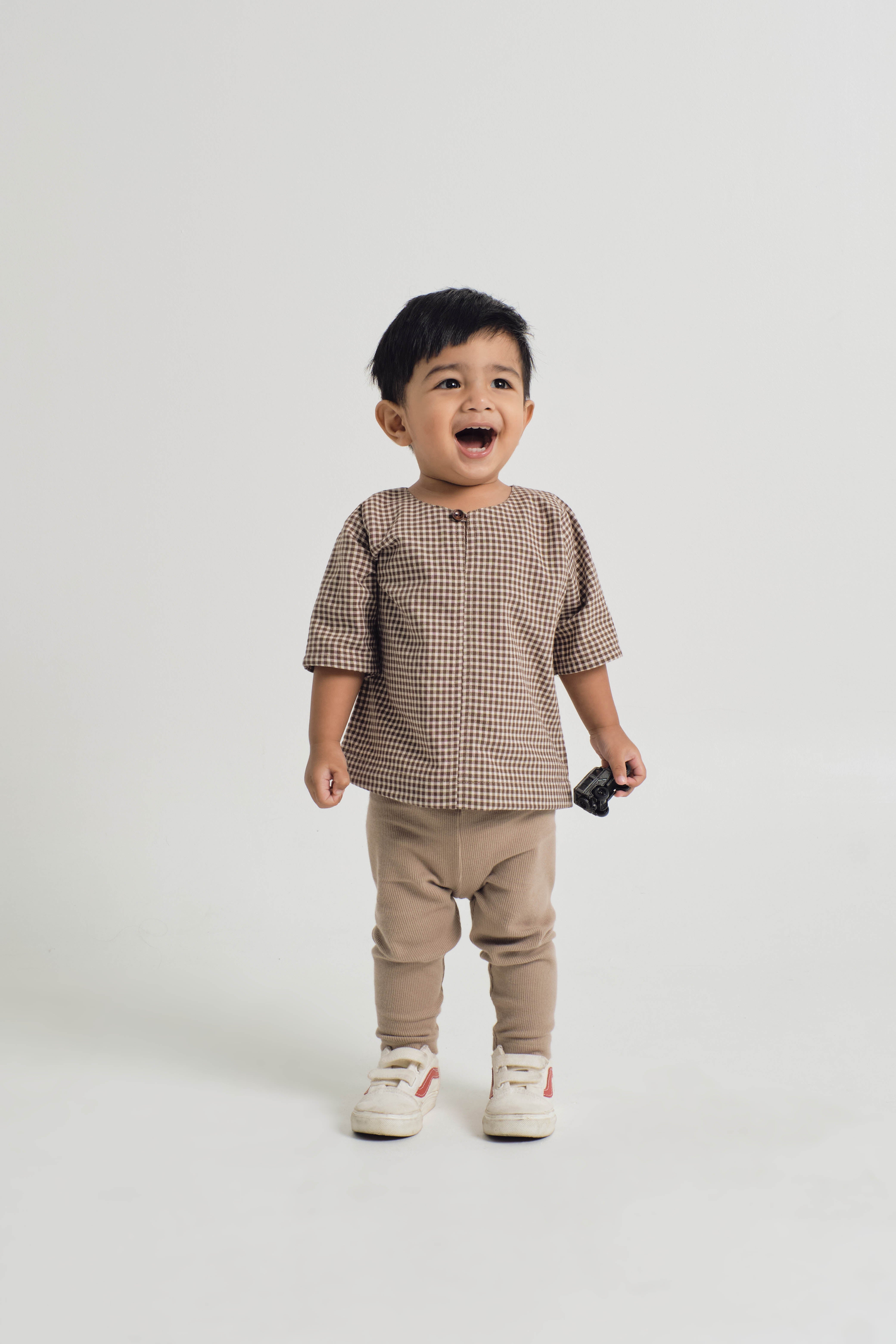 Jalenan Baby Boys Top - Plaid Brown