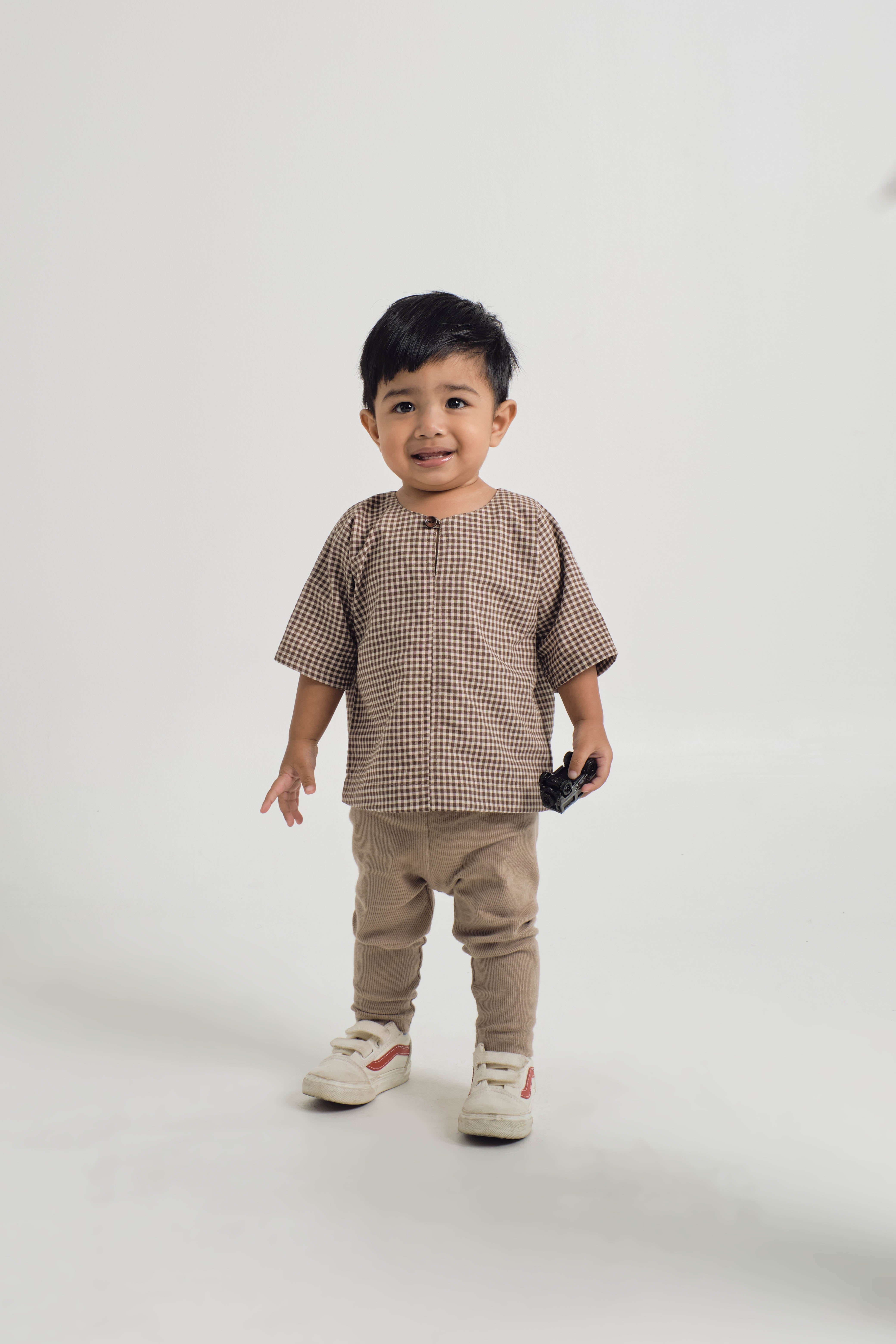 Jalenan Baby Boys Top - Plaid Brown