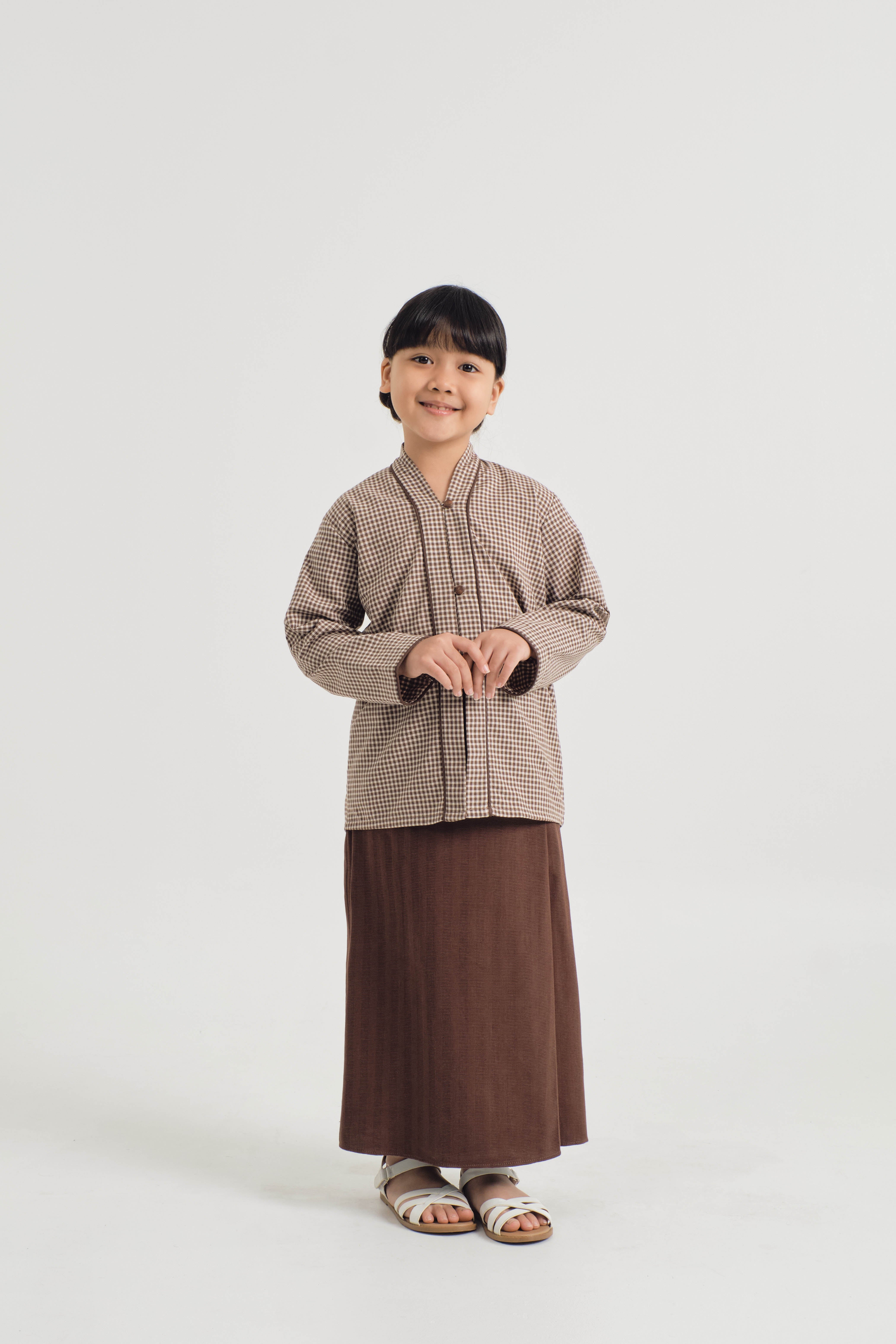 Jalenan Girls Kebaya - Plaid Brown