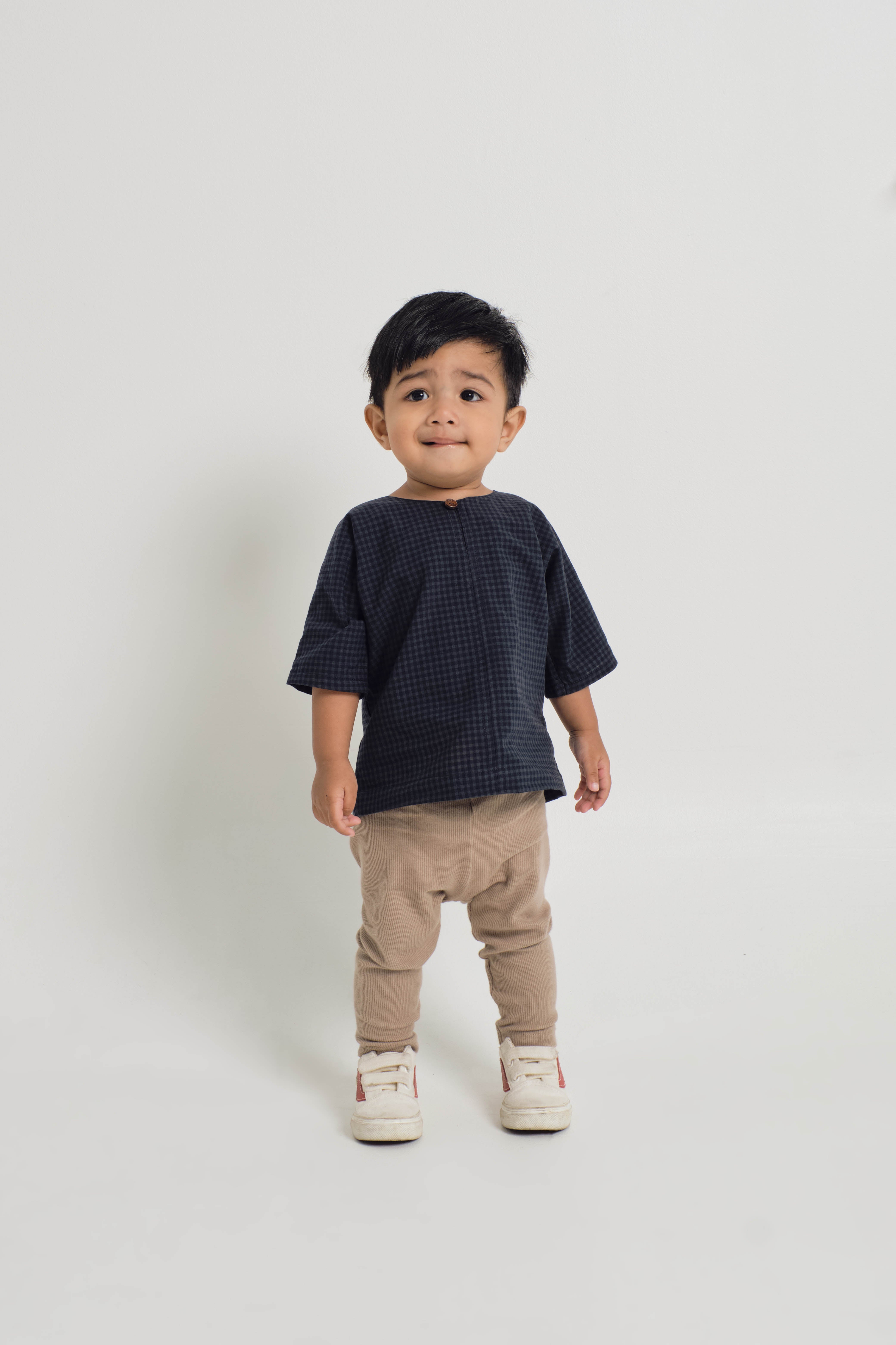 Jalenan Baby Boys Top - Plaid Dark Blue