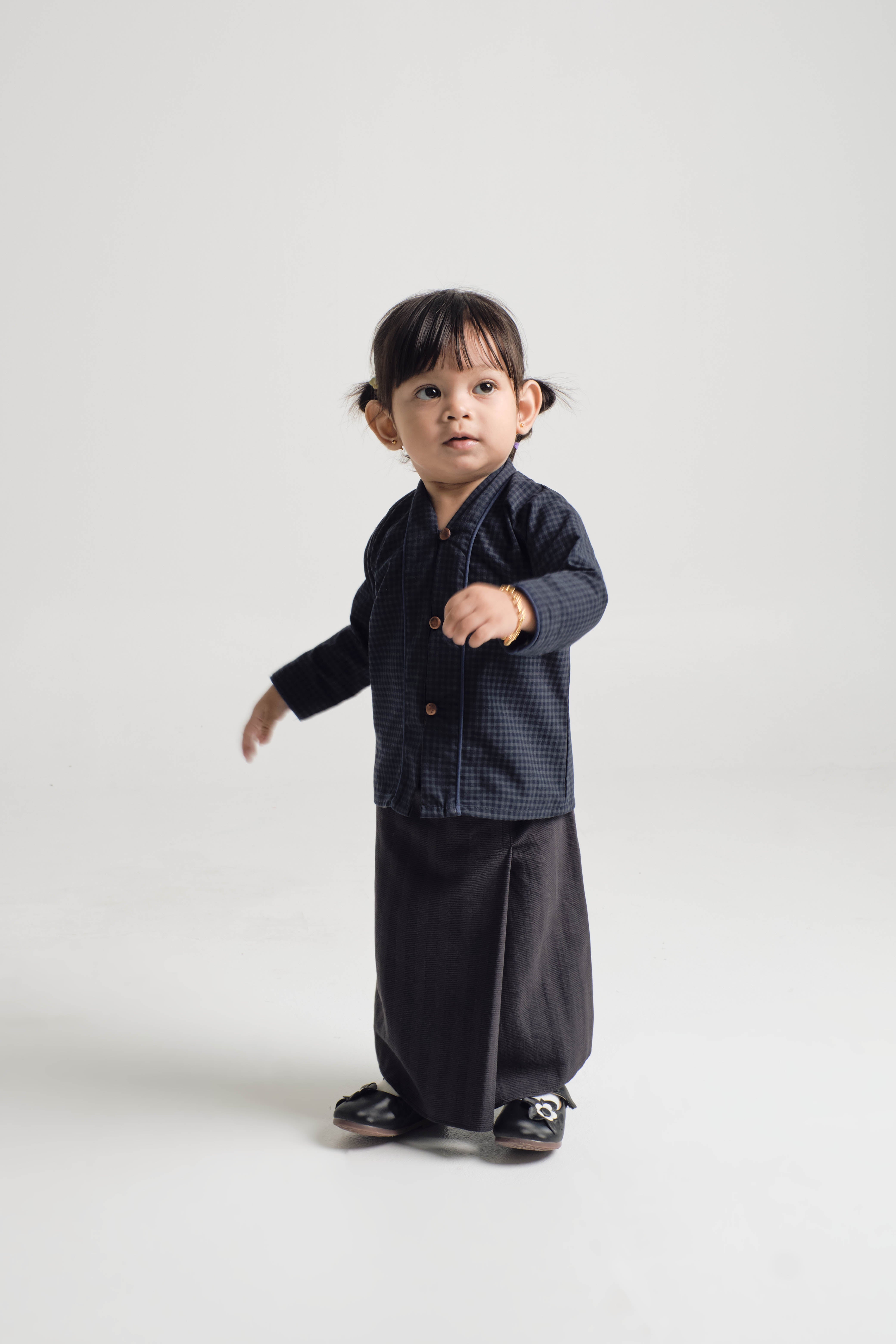 Jalenan Baby girls kebaya - Plaid Dark Blue