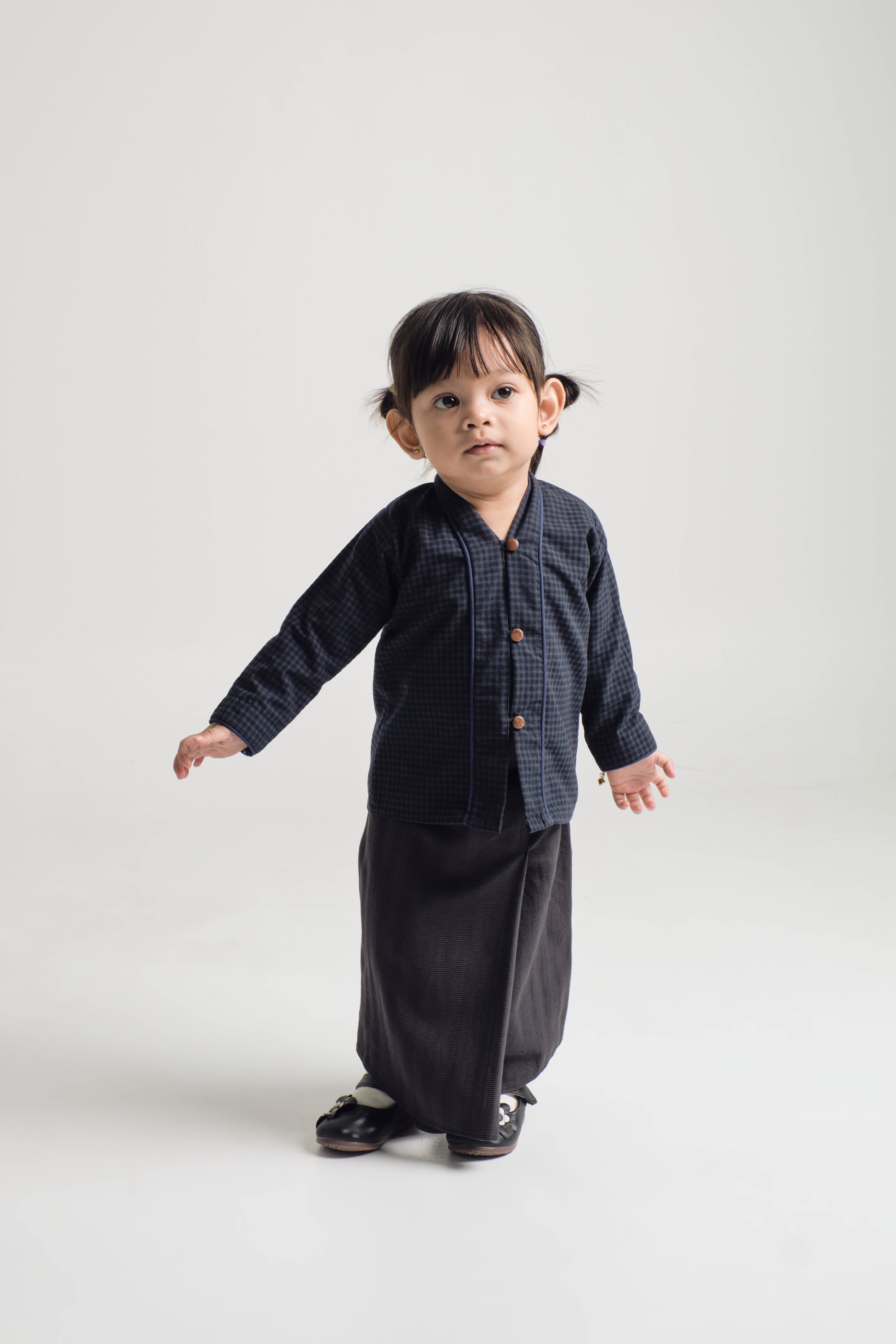 Jalenan Baby girls kebaya - Plaid Dark Blue