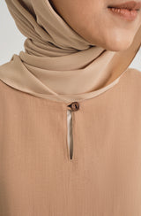 Mansoor Baju Kurung Labuh - Stripe Khaki Brown