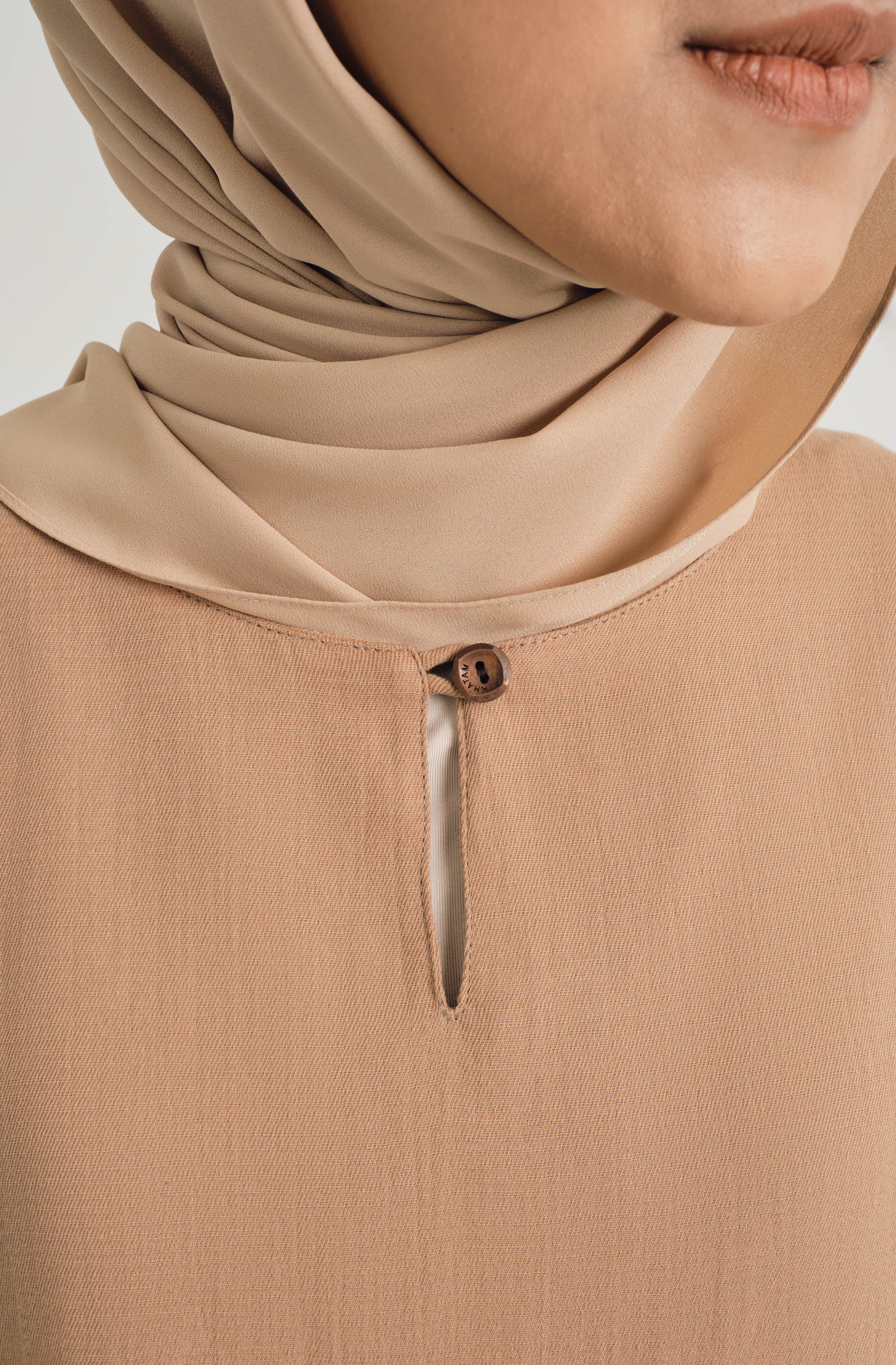 Mansoor Baju Kurung Labuh - Stripe Khaki Brown