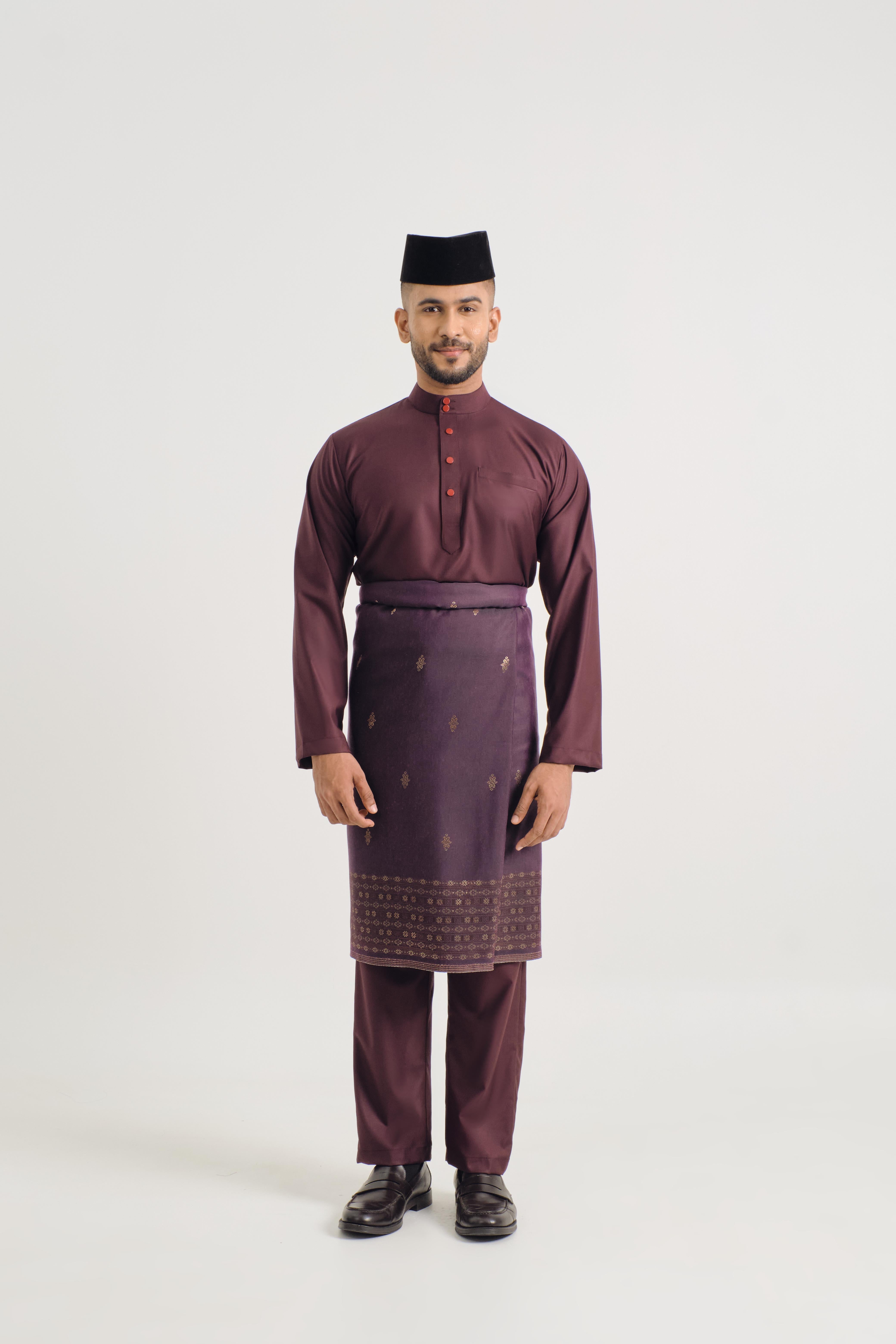 Patawali Baju Melayu Cekak Musang - Plum