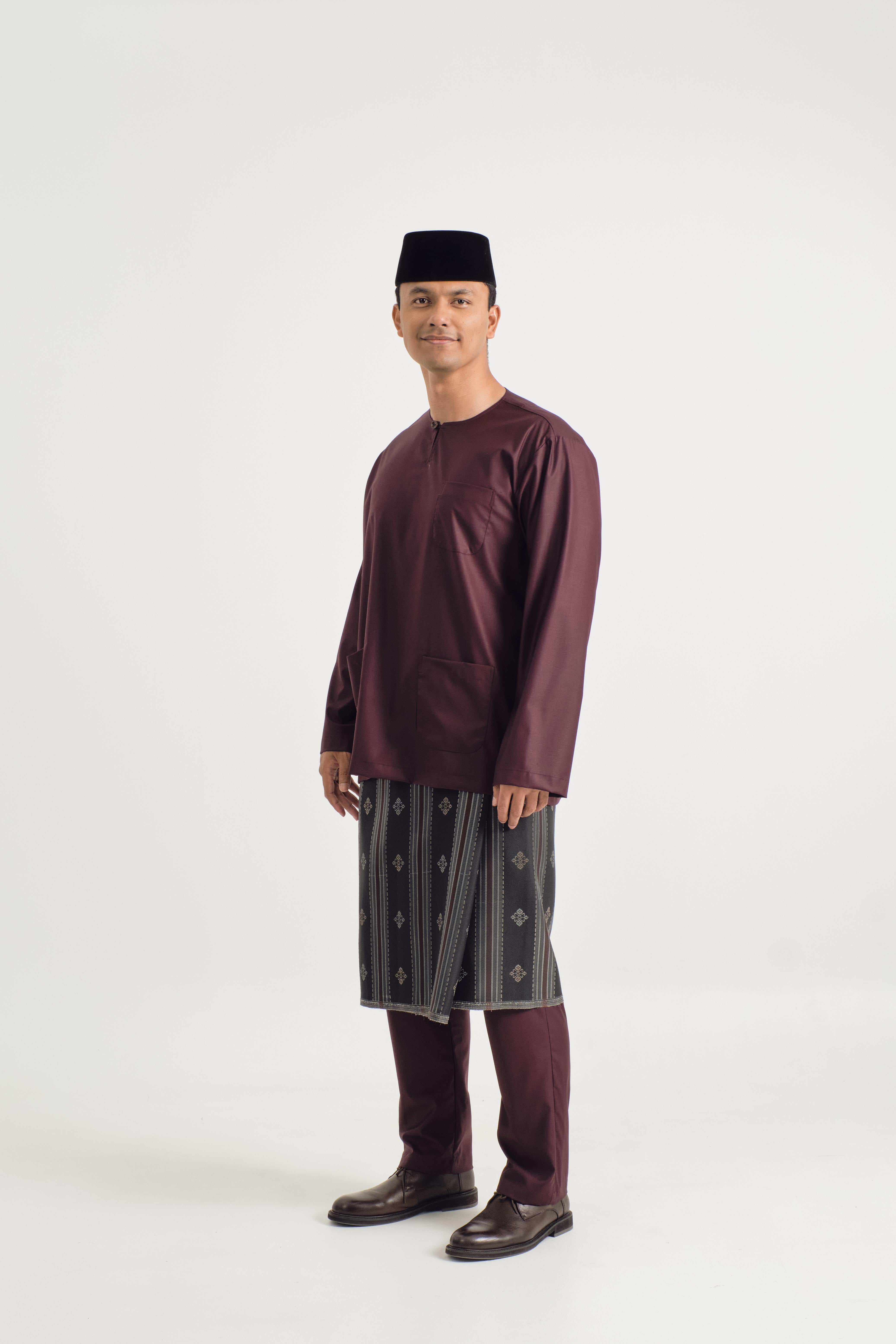 Patawali Classic Fit Baju Melayu Teluk Belanga - Plum