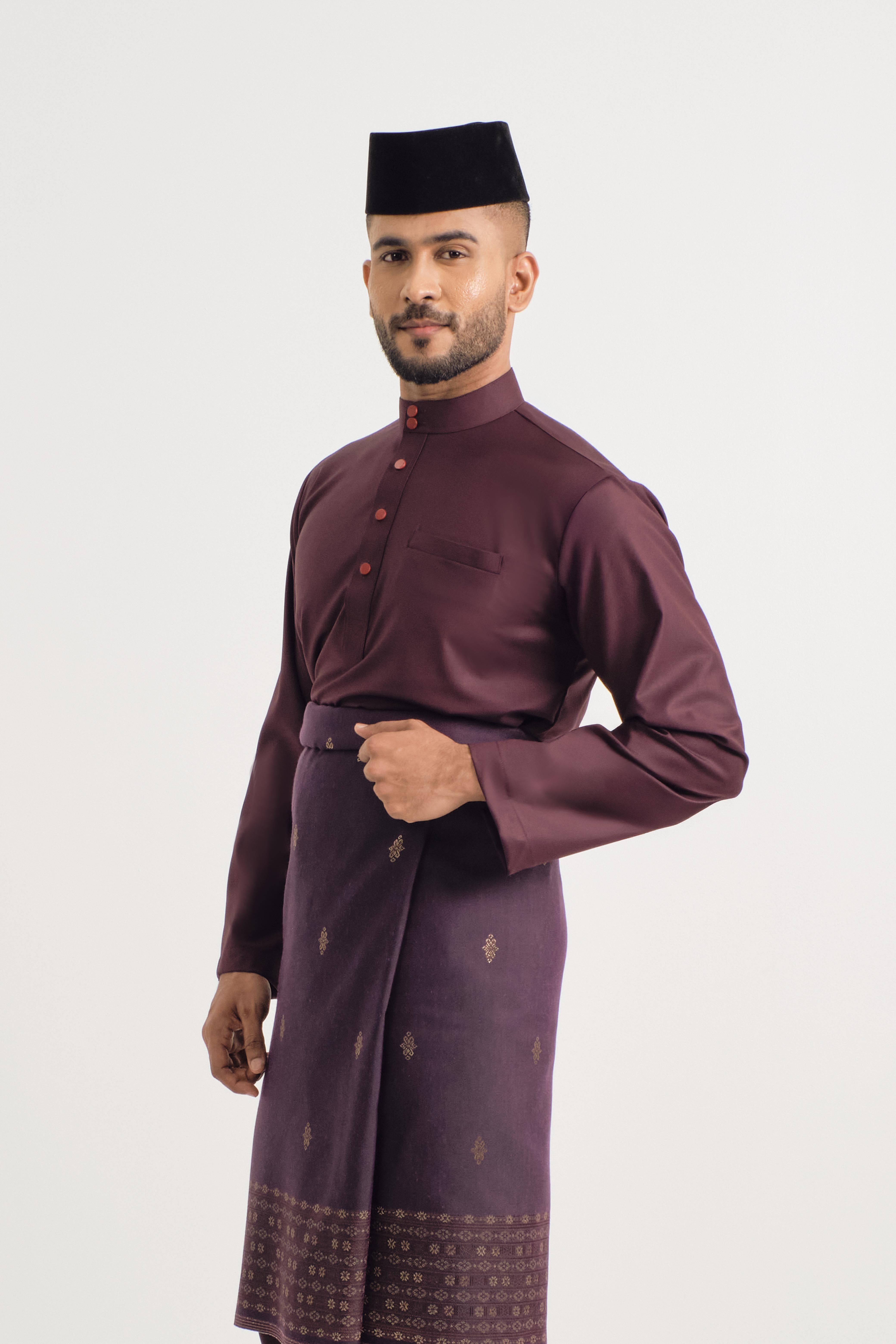 Patawali Baju Melayu Cekak Musang - Plum